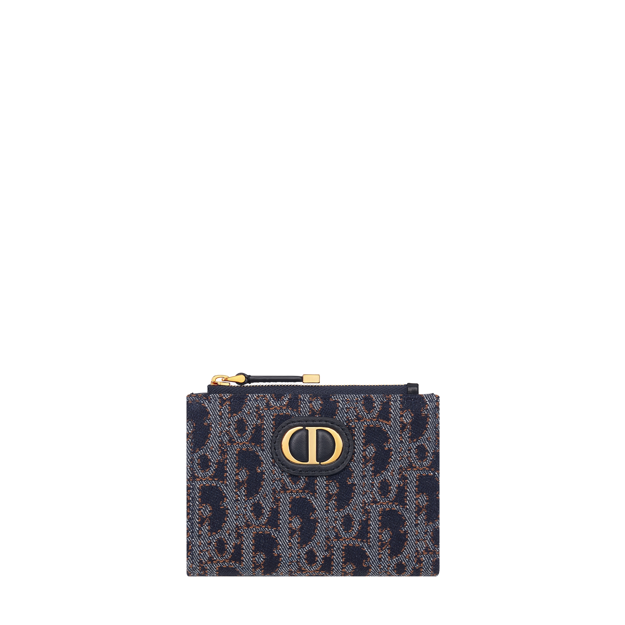 30 Montaigne Dahlia Wallet Blue and Tobacco Brown Dior Oblique
