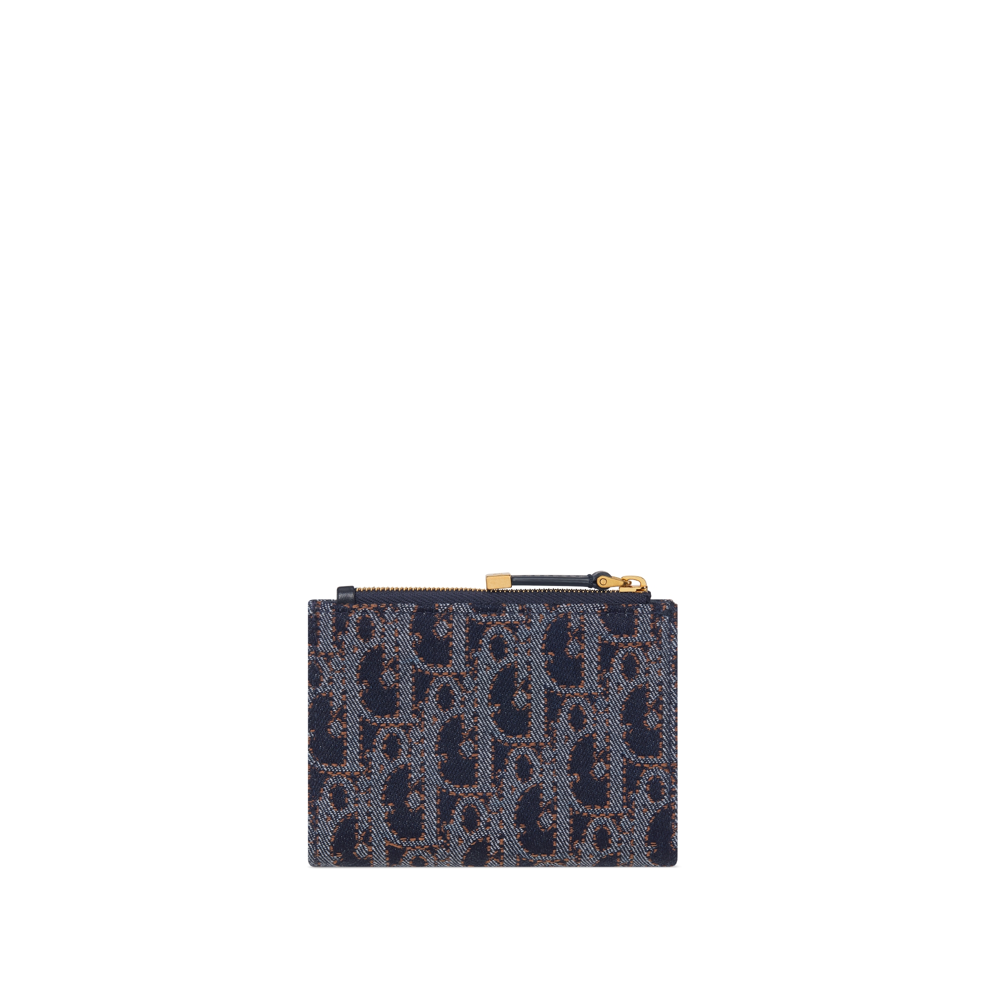 30 Montaigne Dahlia Wallet Blue and Tobacco Brown Dior Oblique Denim with Contrasting Topstitching E08