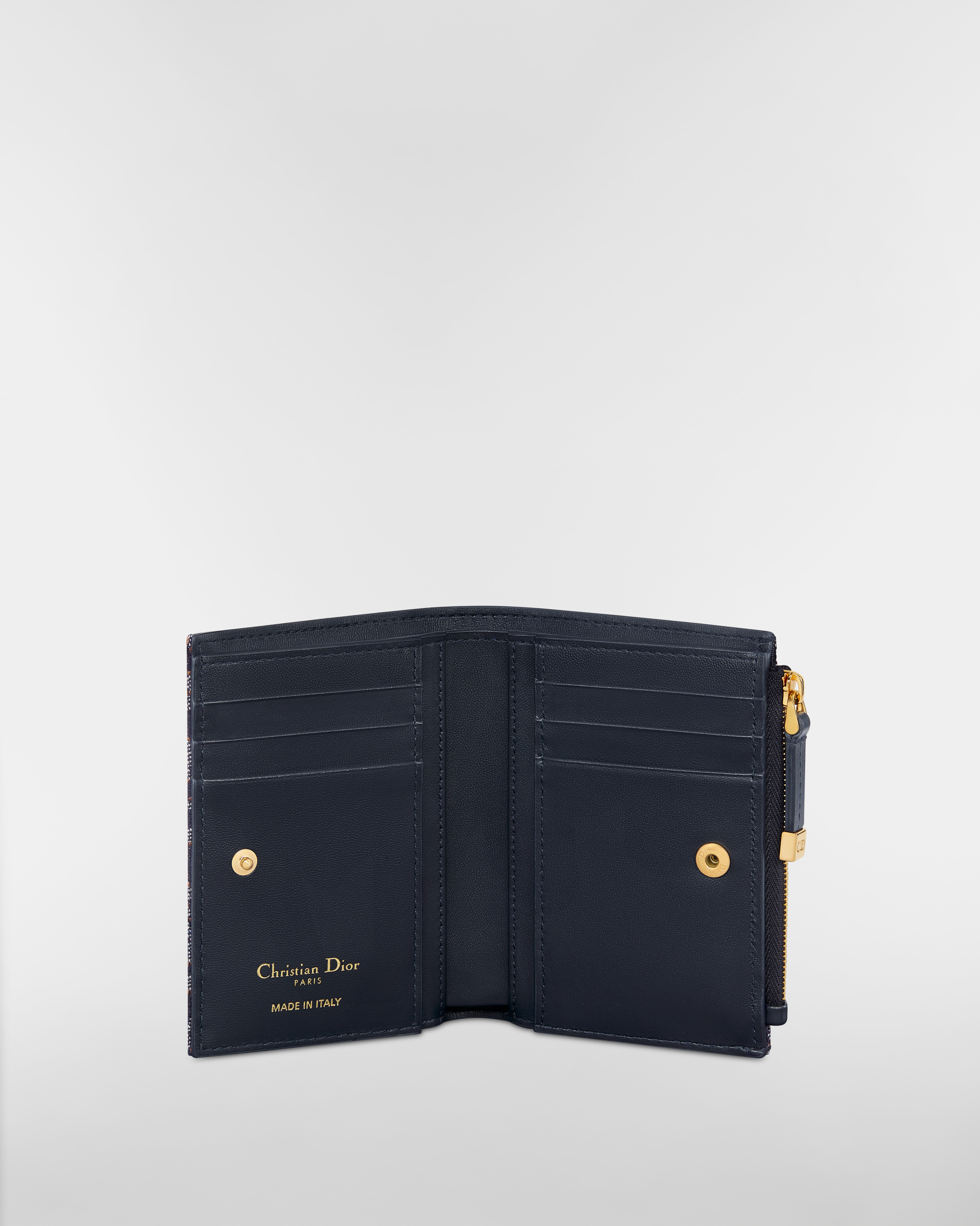 30 Montaigne Dahlia Wallet Blue and Tobacco Brown Dior Oblique Denim with Contrasting Topstitching E07