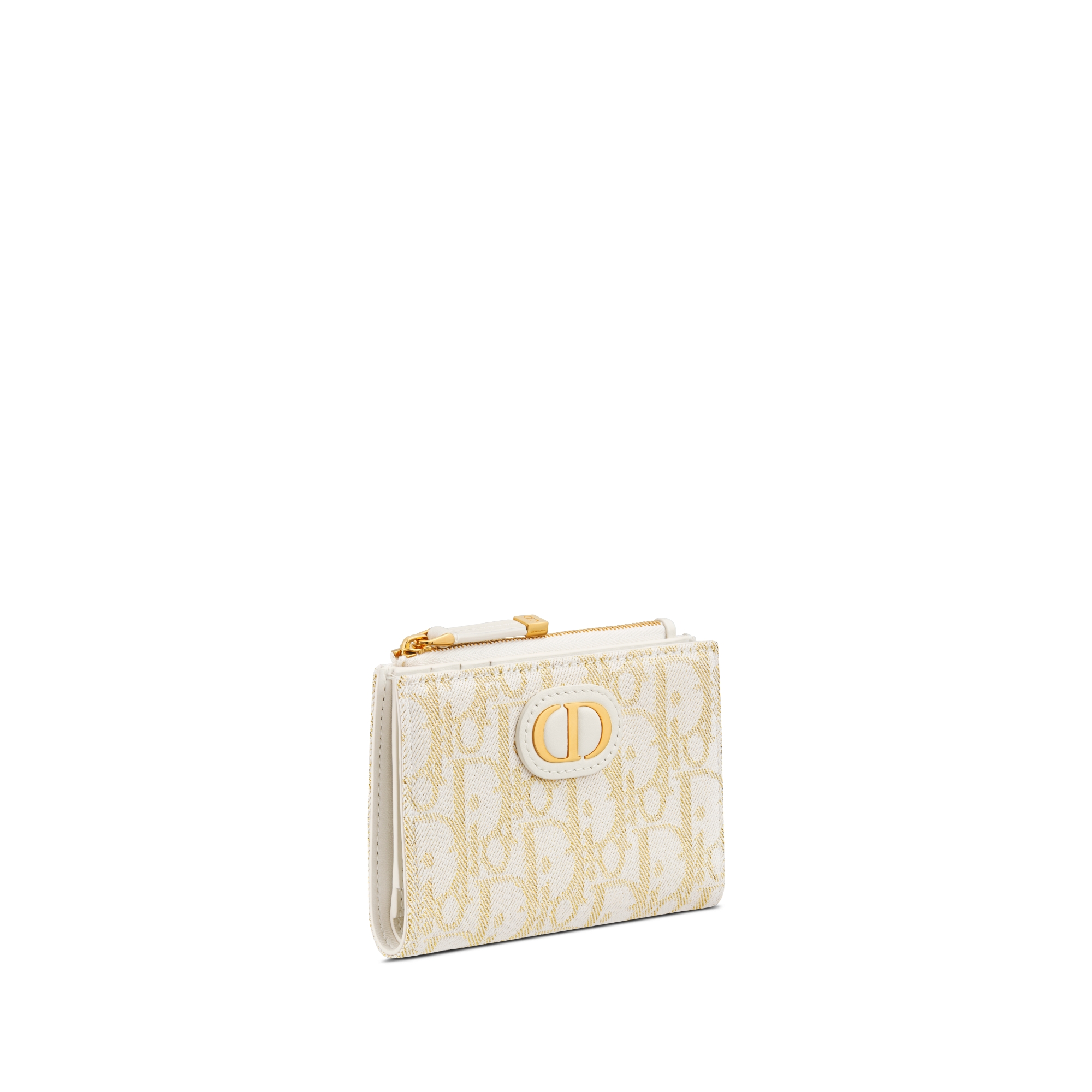 30 Montaigne Dahlia-portemonnee Goudkleurige Dior Oblique-jacquard E03
