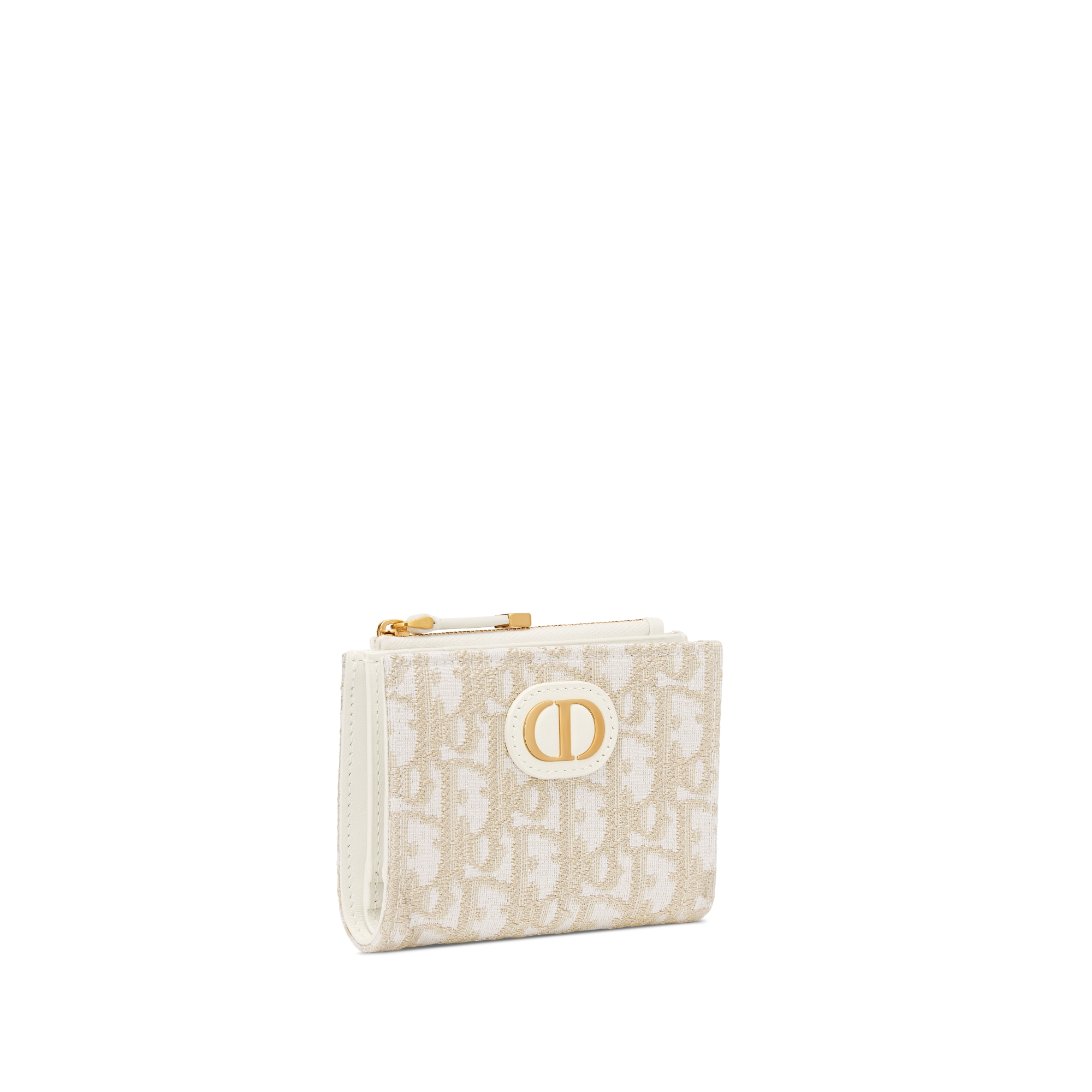 30 Montaigne Dahlia Portemonnaie Dior Oblique Jacquard in Goldfarbe E03