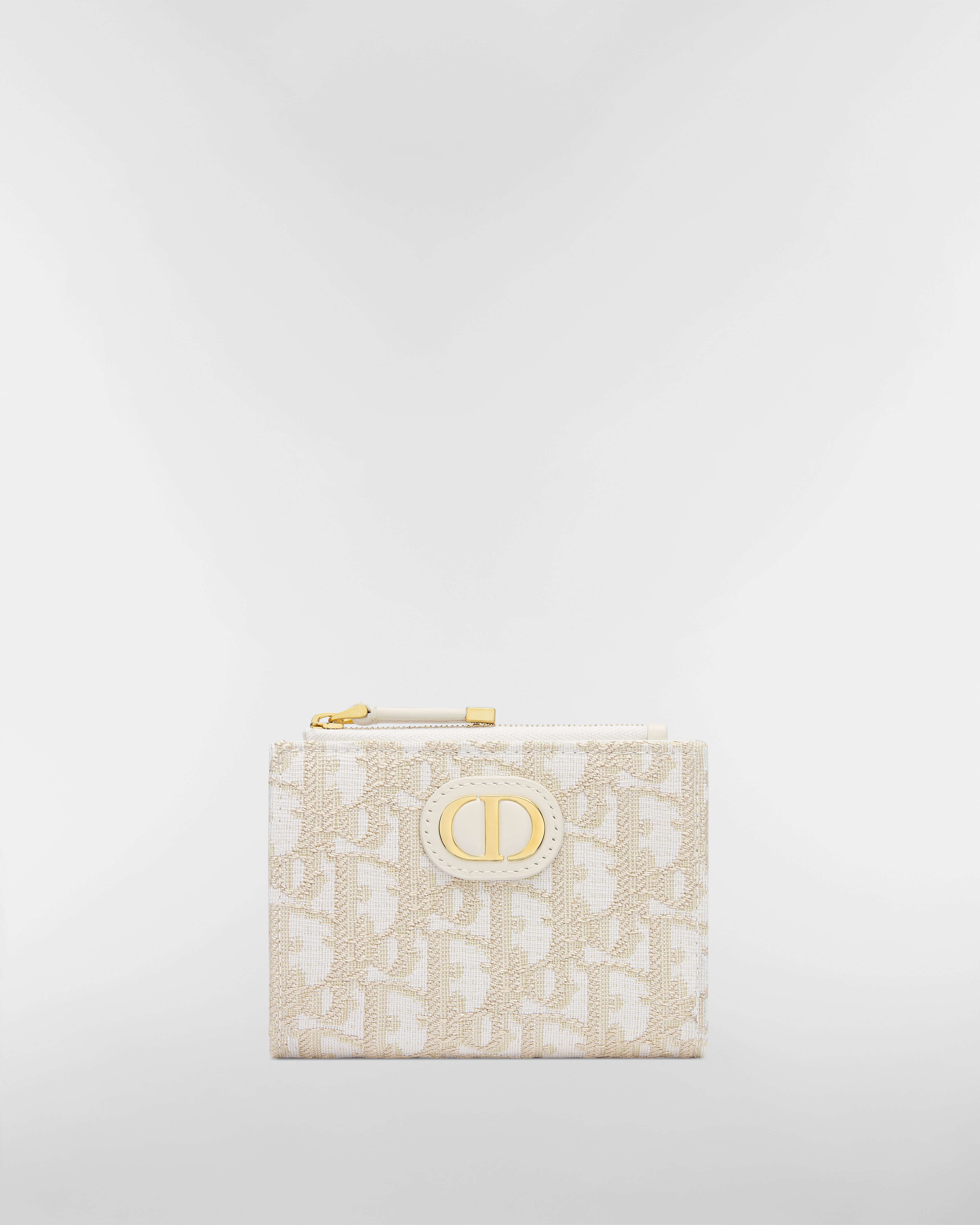 30 Montaigne Dahlia Portemonnaie Dior Oblique Jacquard in Goldfarbe E01