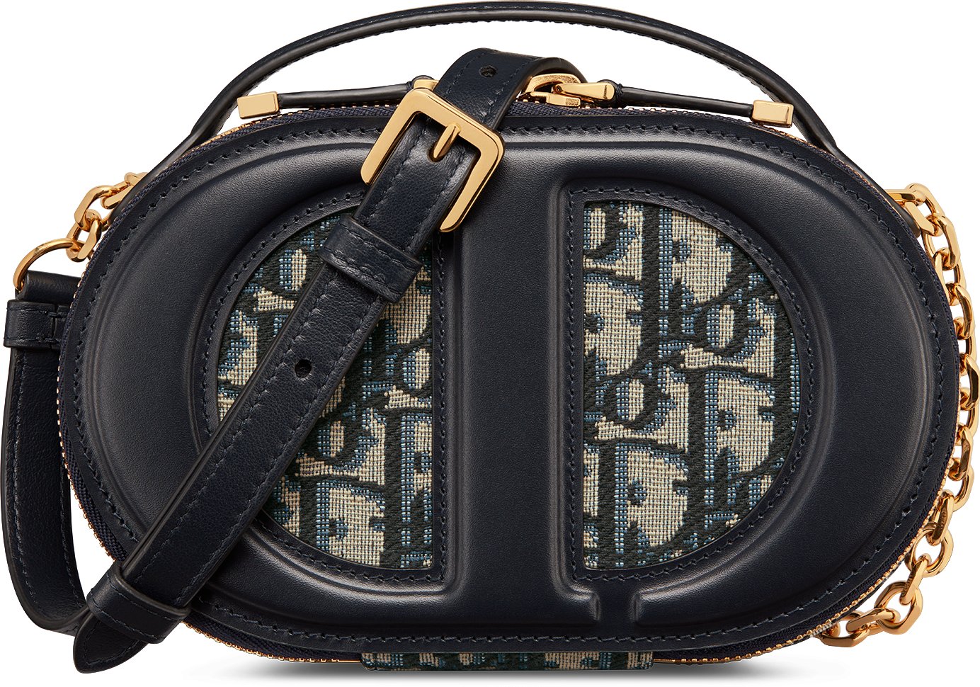 CD Signature Oval Camera Bag Blue Dior Oblique Jacquard DIOR