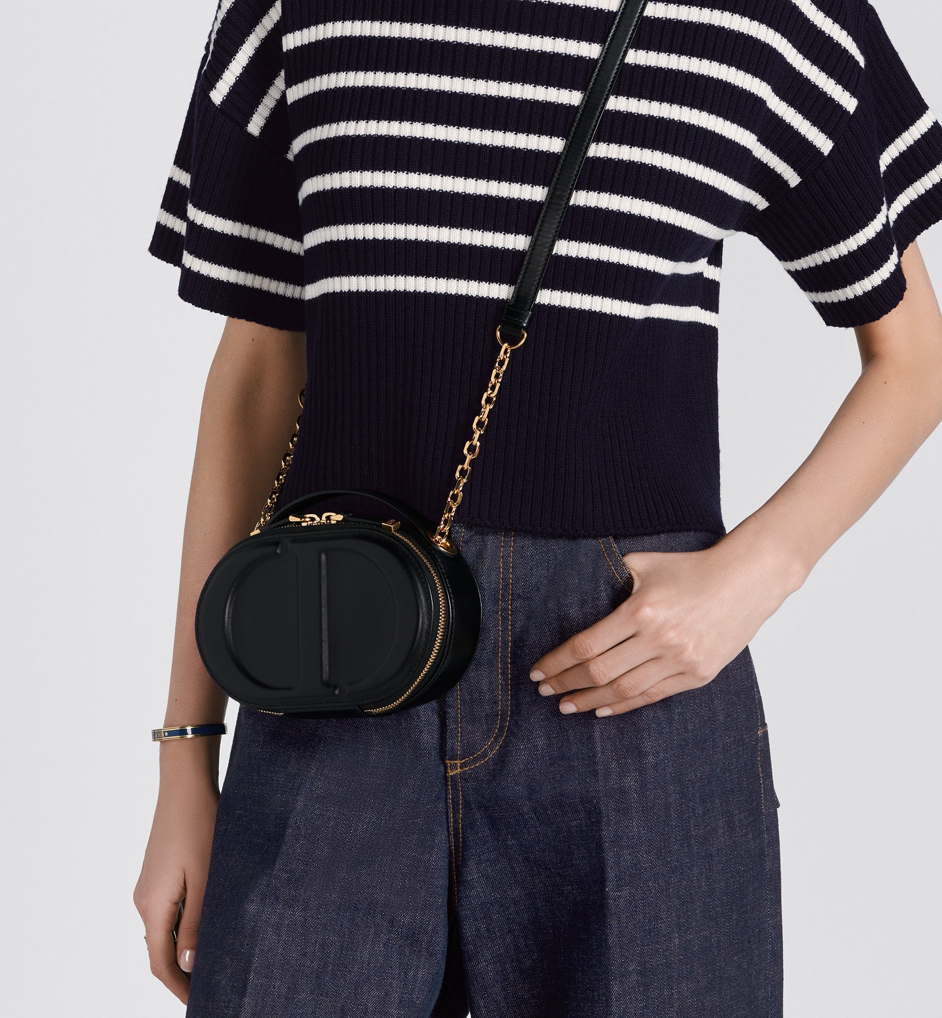 CD Signature Oval Camera Bag Blue Dior Oblique Jacquard DIOR
