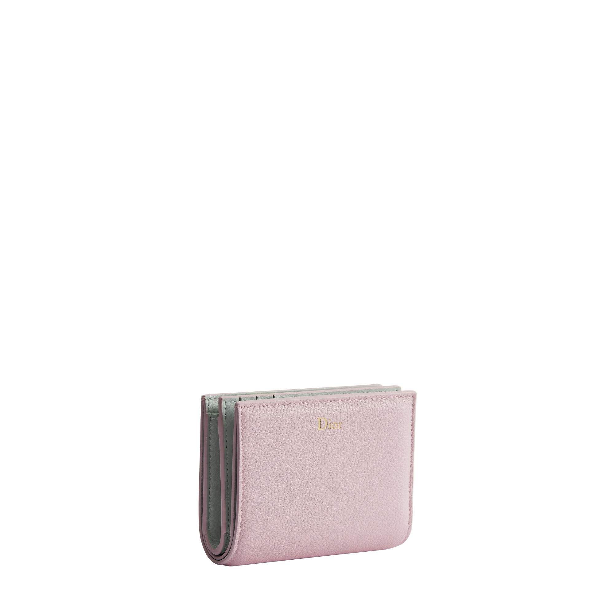 Dior Médaillon Begonia Wallet Rose Tendre and Gris Pietro Grained Calfskin E03