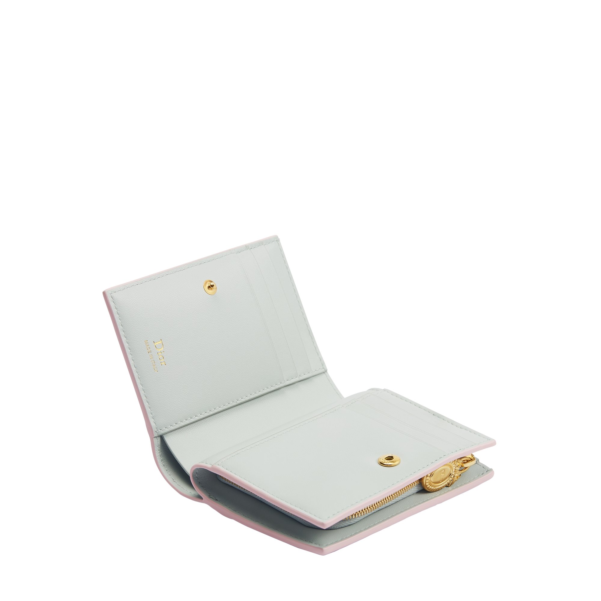 Dior Médaillon Begonia Wallet Rose Tendre and Gris Pietro Grained Calfskin E06