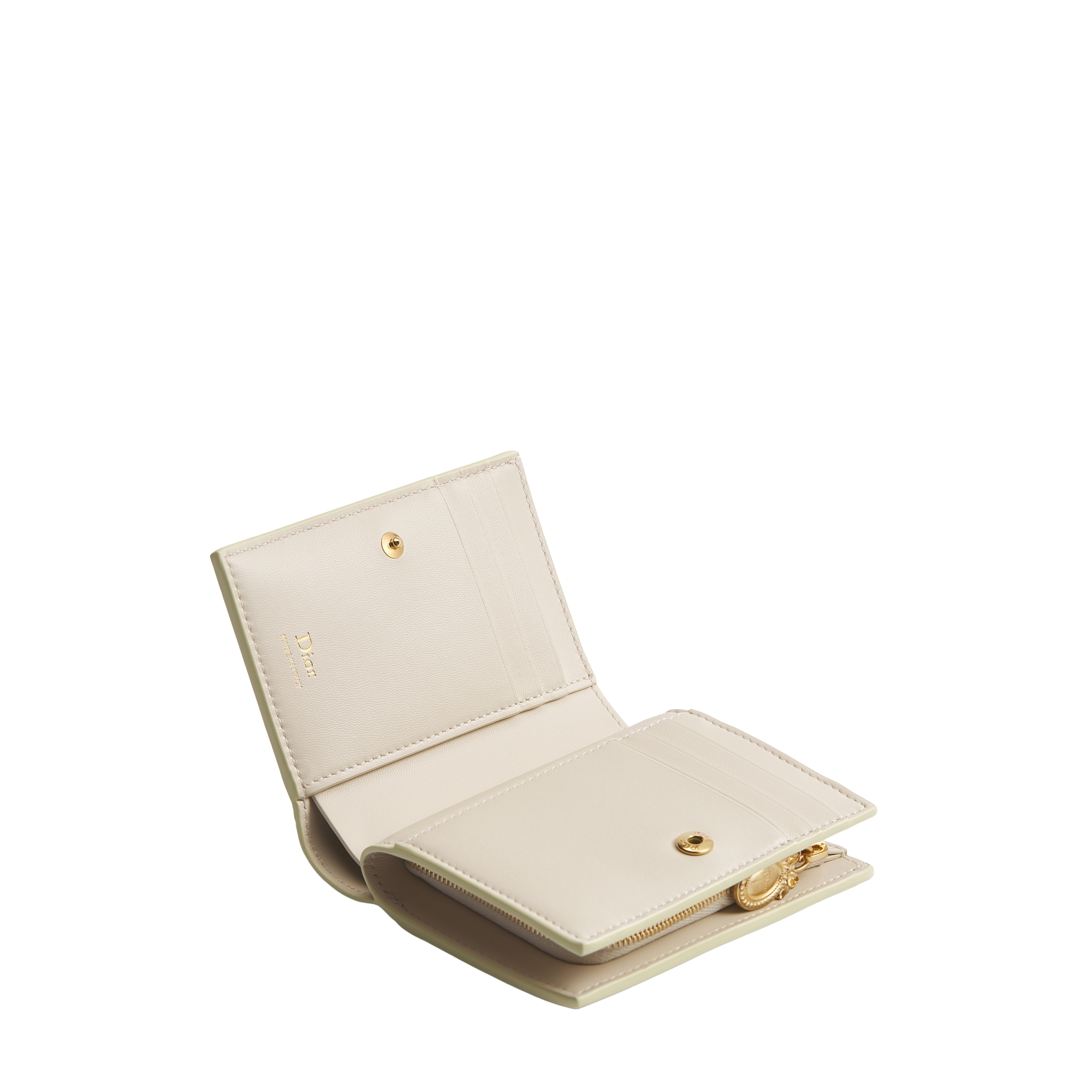 Dior Médaillon Begonia Wallet Mimosa and Craie Grained Calfskin E06