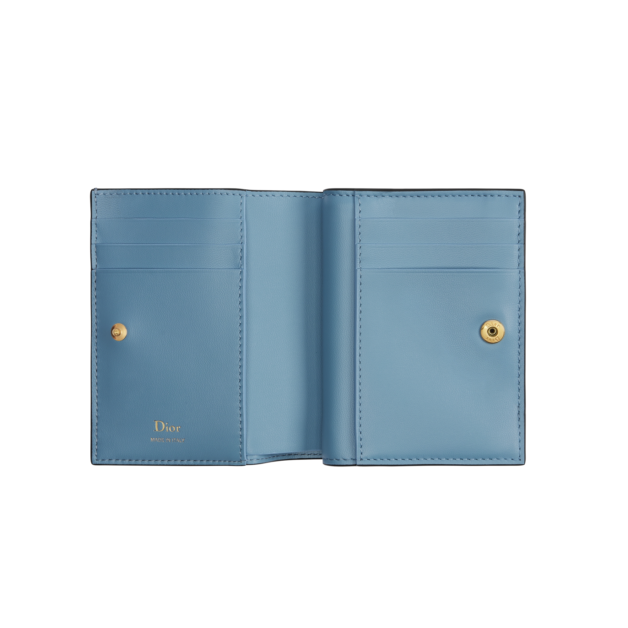 Dior Médaillon Begonia Wallet Black and Myosotis Blue Grained Calfskin E06