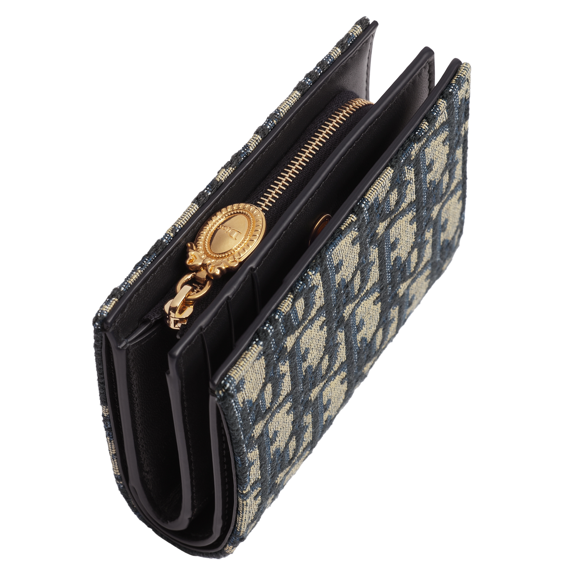 Dior Médaillon Begonia Wallet Blue Dior Oblique Jacquard E06