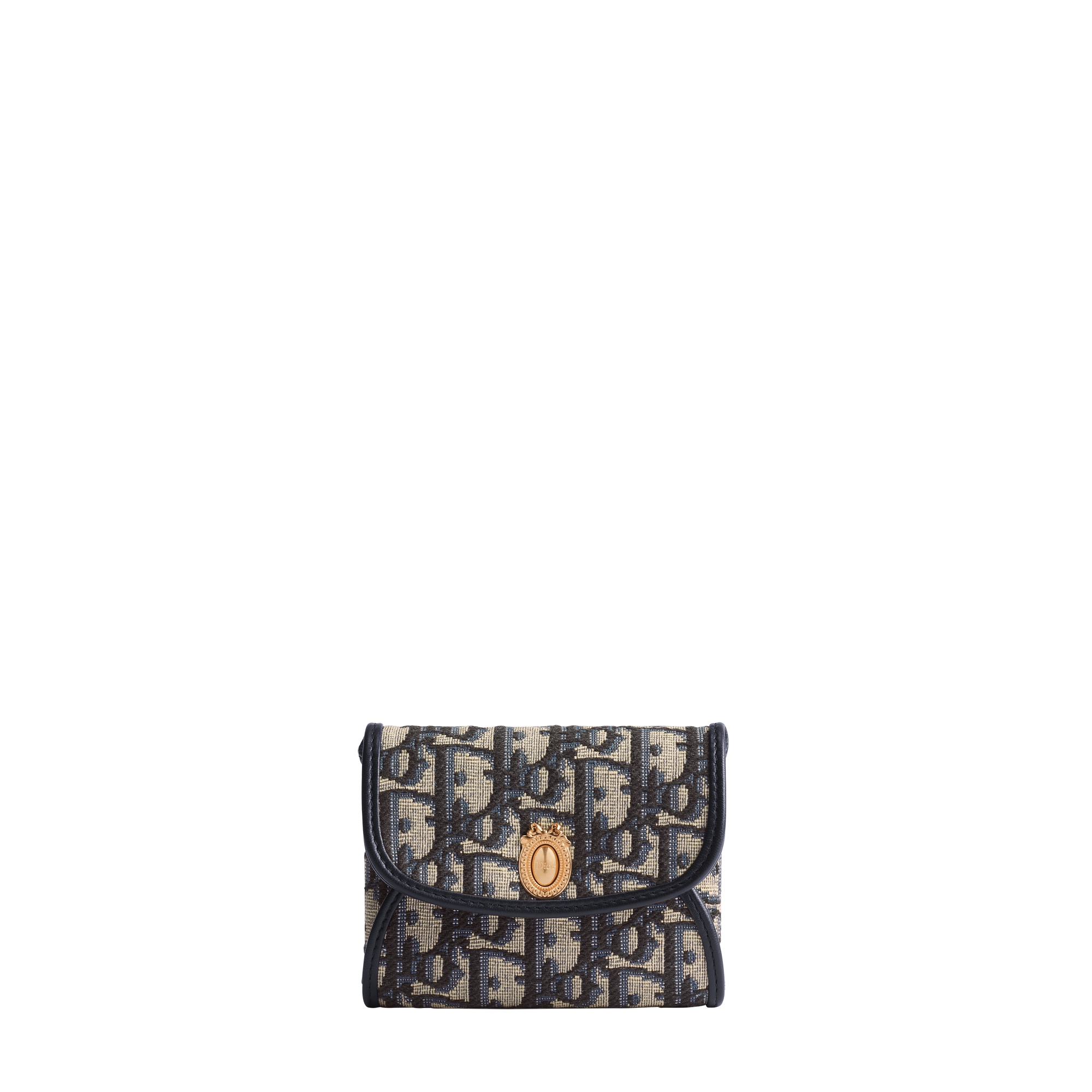 Dior Médaillon Daylily Card Holder Blue Dior Oblique Jacquard E01