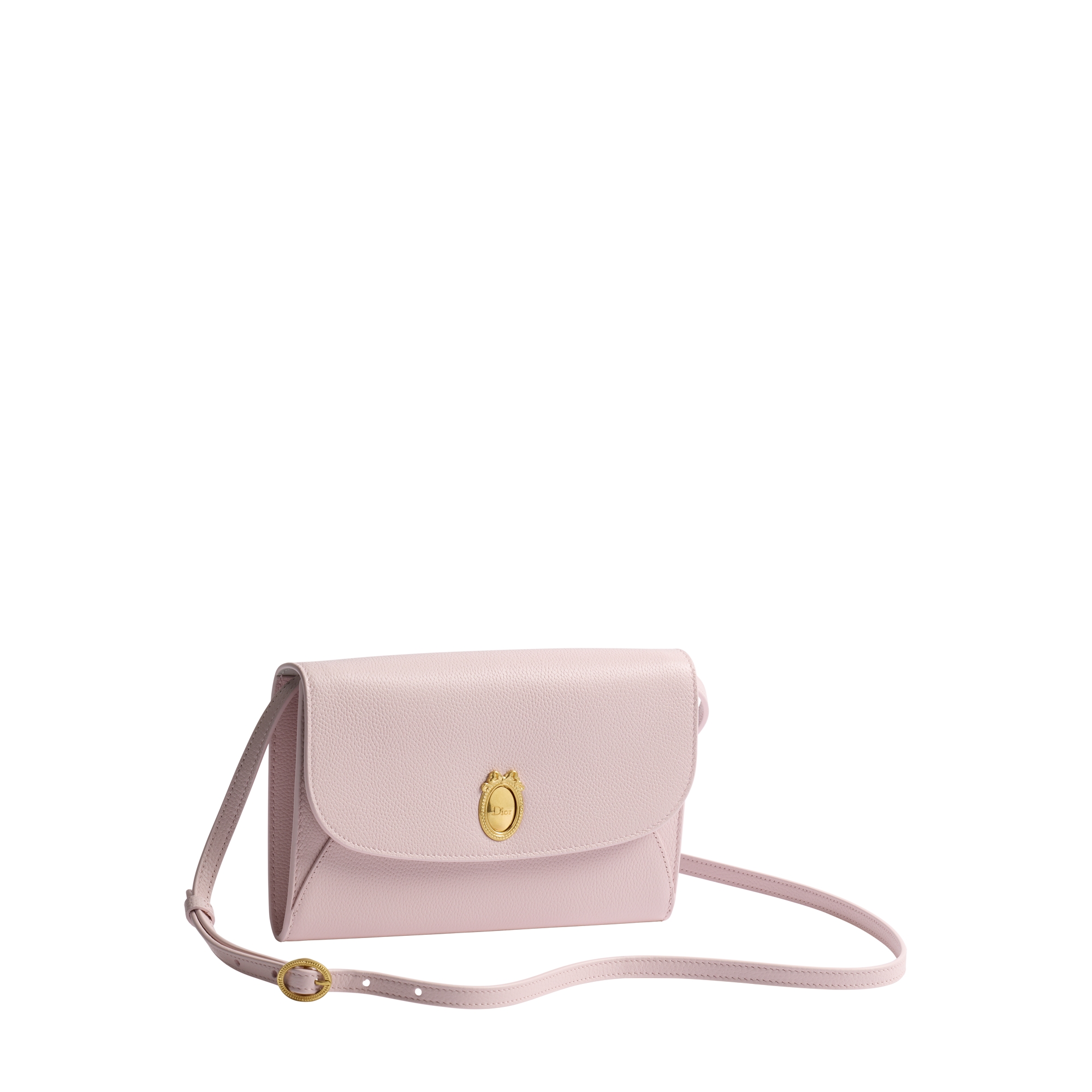 Dior Médaillon Envelope Pouch with Strap Rose Tendre and Gris Pietro Grained Calfskin E03