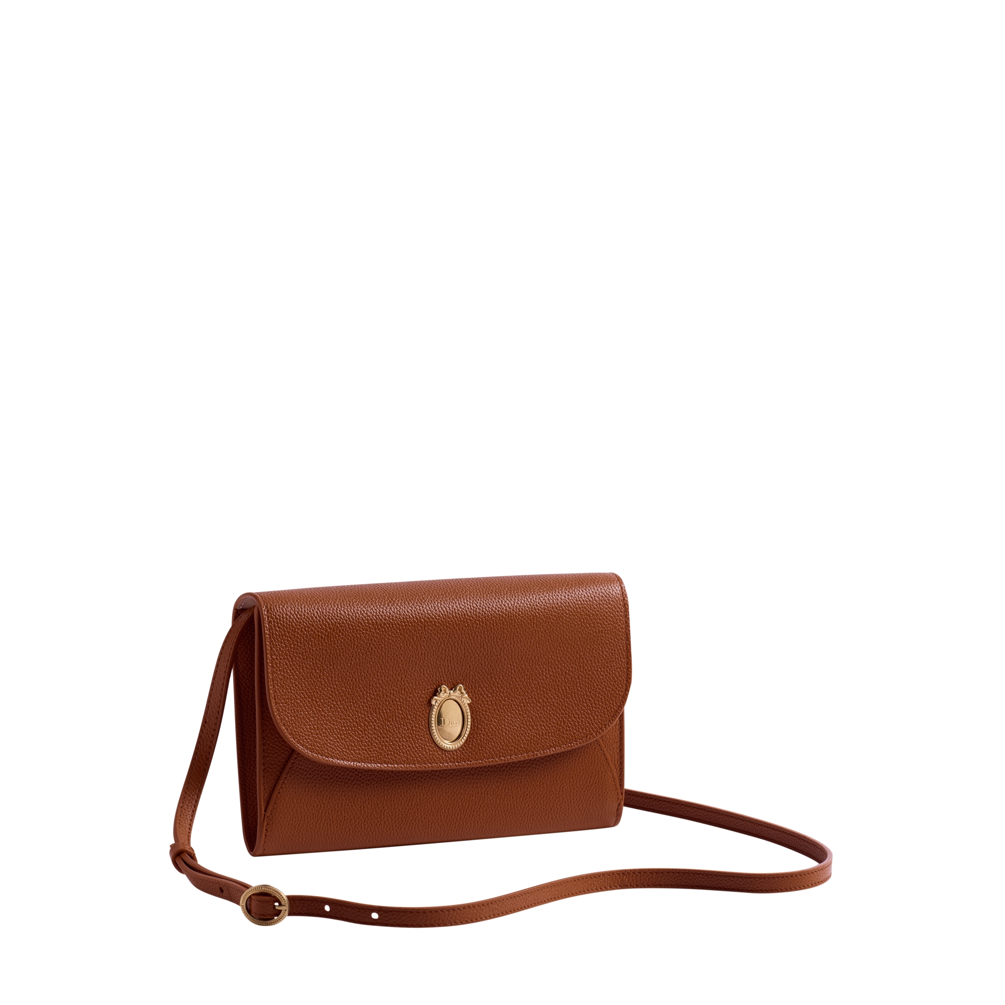 Dior Médaillon Envelope Pouch with Strap Marron Bobby and Lingerie Pink Grained Calfskin E03