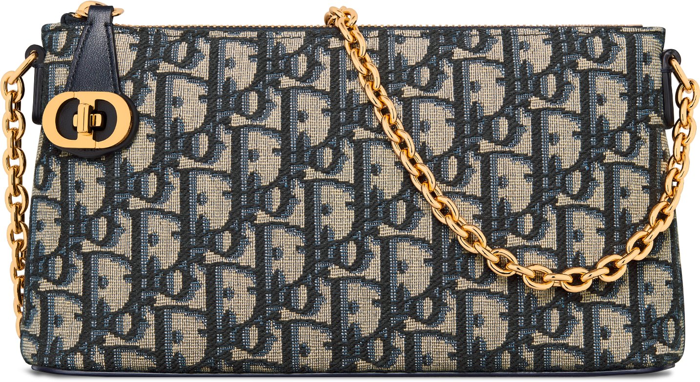 30 Montaigne East-West Bag with Chain Pastel Midnight Blue 