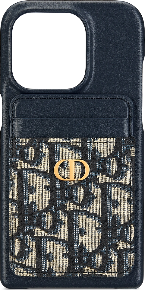 DIOR | 30 Montaigne iPhone 15 Proケース & マグネット カードホルダー グレインドカーフスキン & ディオール  オブリーク ジャカード