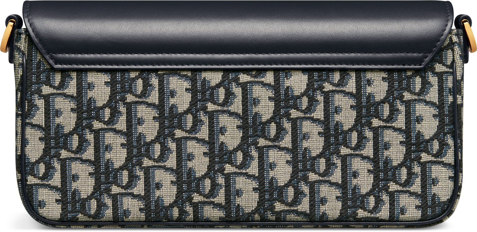 30 Montaigne Avenue East West Double Carry Mini Bag Blue Dior Oblique Jacquard and Smooth Calfskin DIOR