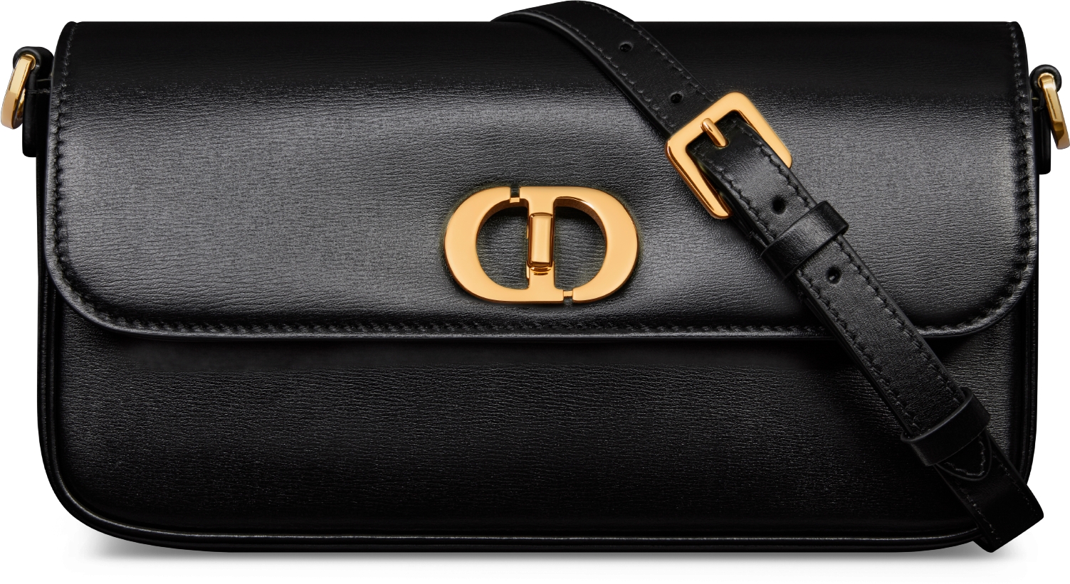 30 Montaigne Avenue East-West Double Carry Mini Bag Black Ribbed Calfskin |  DIOR