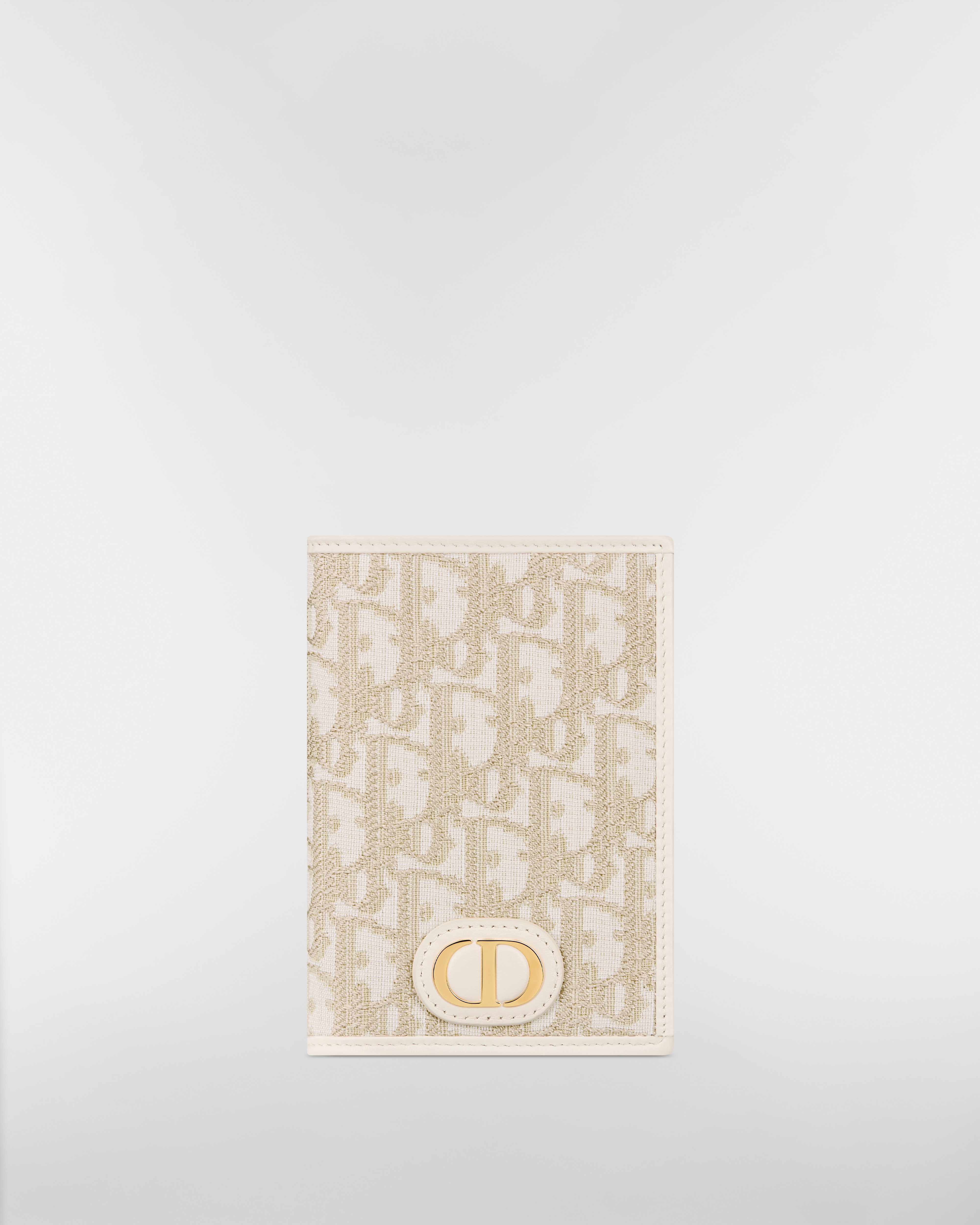 30 Montaigne Passport Holder Gold-Tone Dior Oblique Jacquard E01