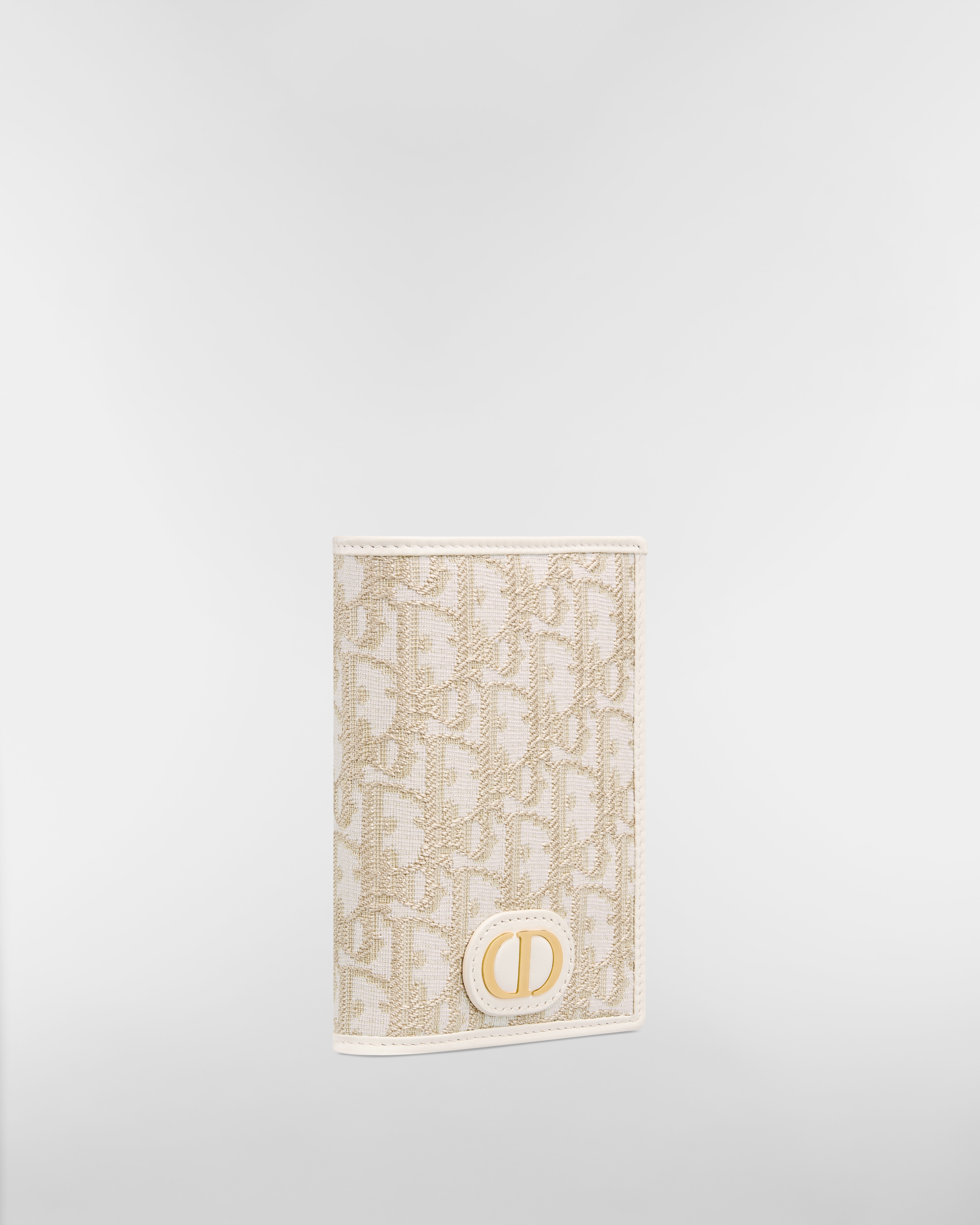 30 Montaigne Passport Holder Gold-Tone Dior Oblique Jacquard E03