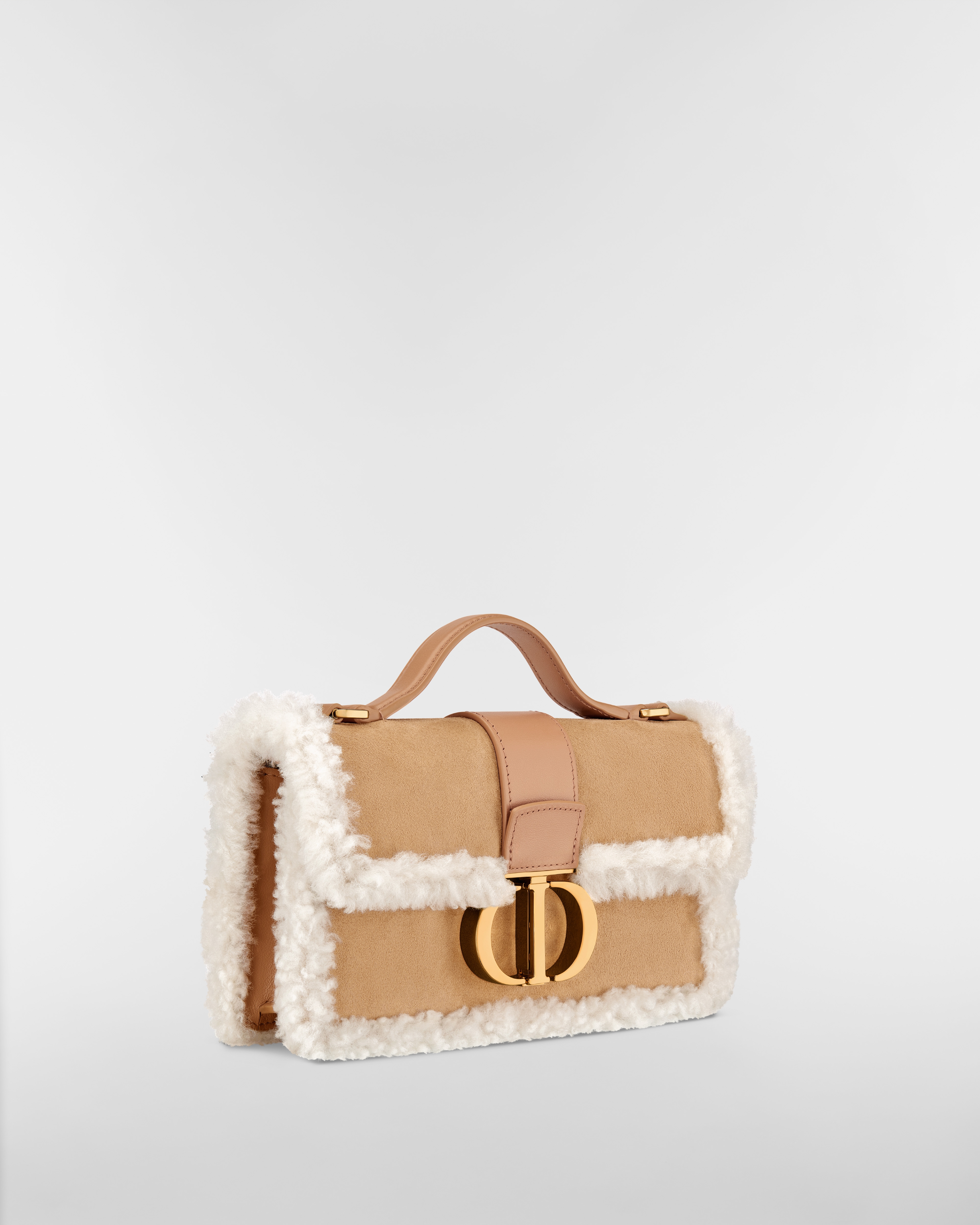 Minibolsa DiorAlps Miss Montaigne Couro de vitelo acamurçado bege e lã de cordeiro cru E03