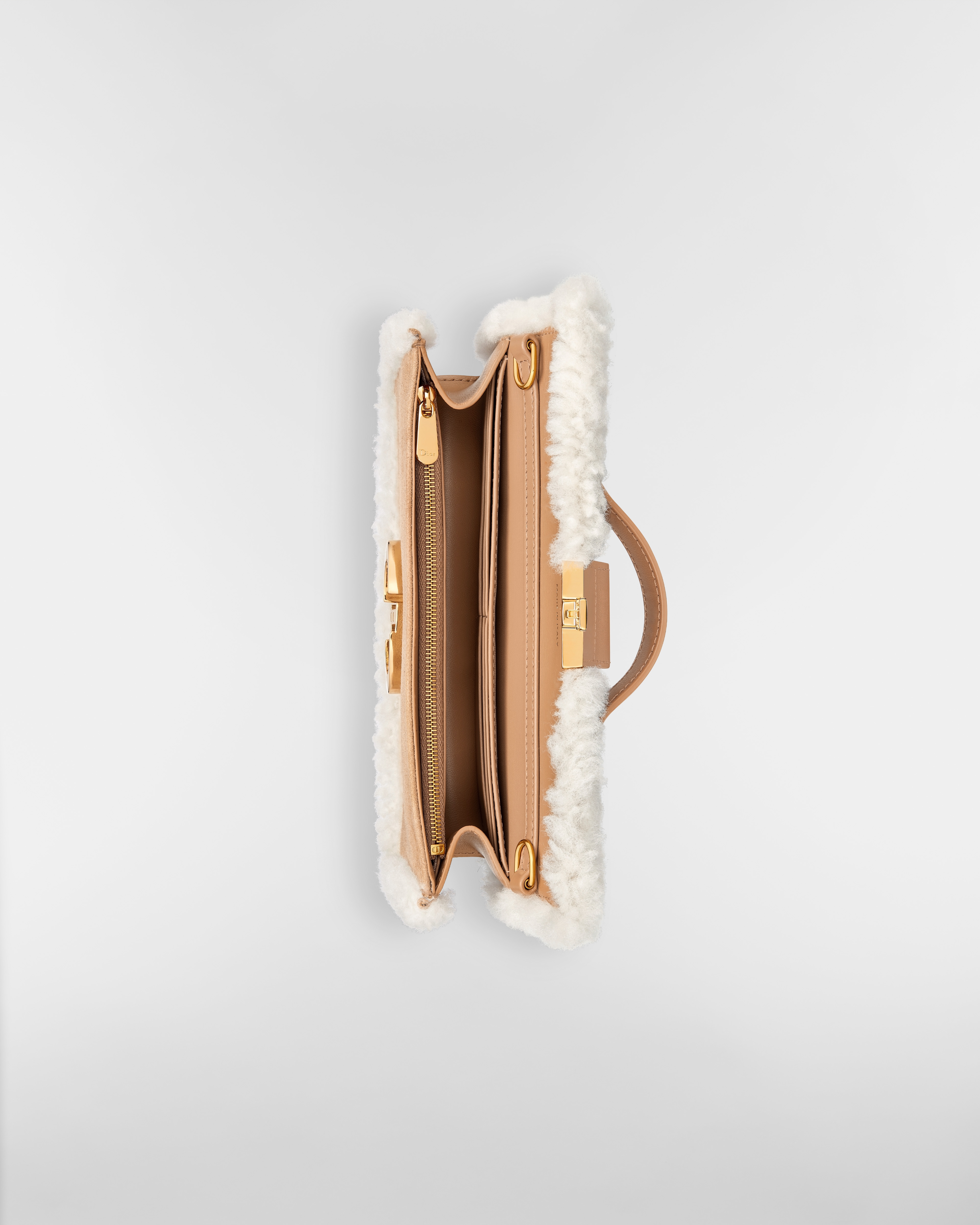 DiorAlps Miss Montaigne Mini Bag Beige Suede Calfskin and Ecru Lambswool E06