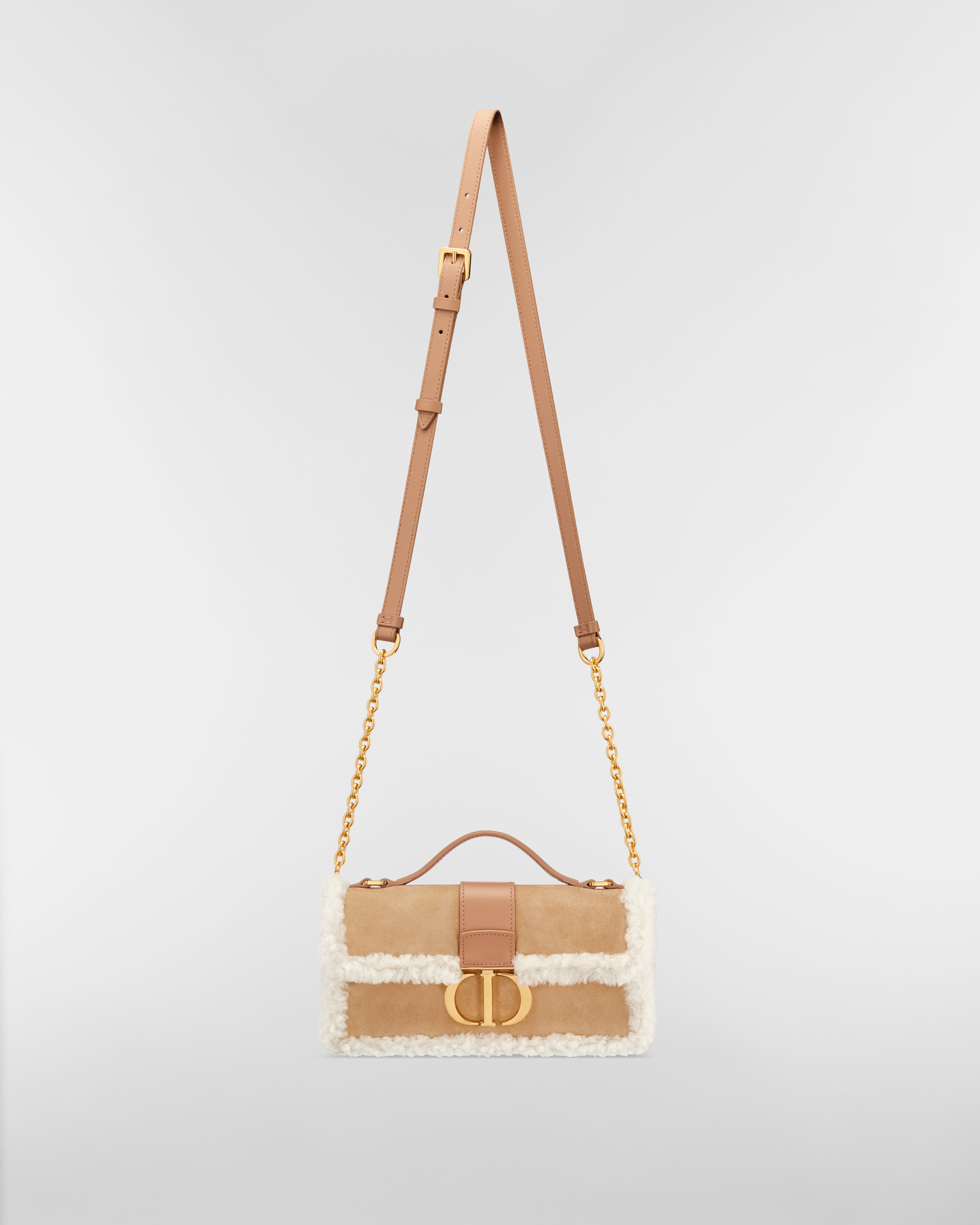 Minibolsa DiorAlps Miss Montaigne Couro de vitelo acamurçado bege e lã de cordeiro cru E07