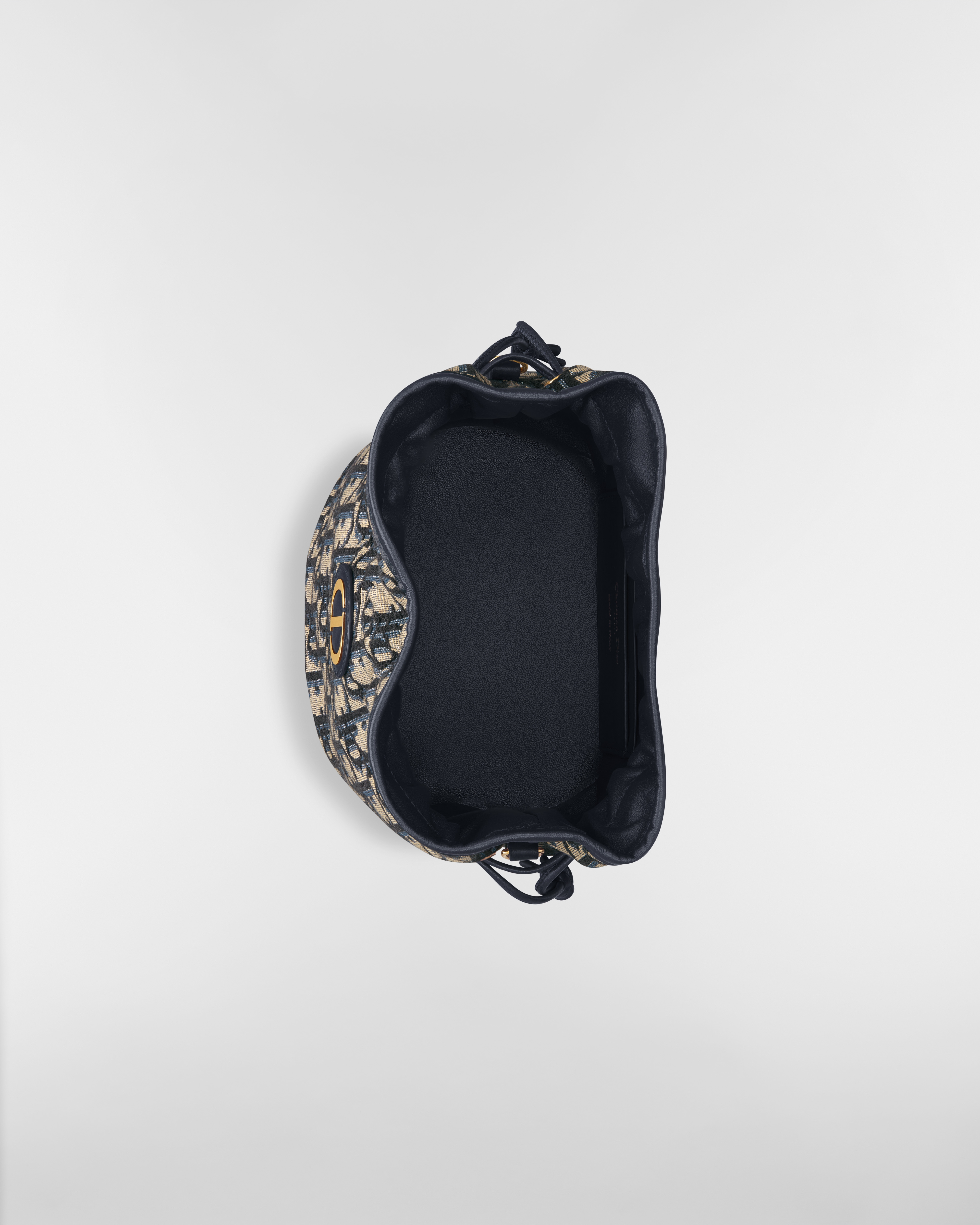 30 Montaigne Mini Bucket Bag with Drawstring Blue Dior Oblique Jacquard E06