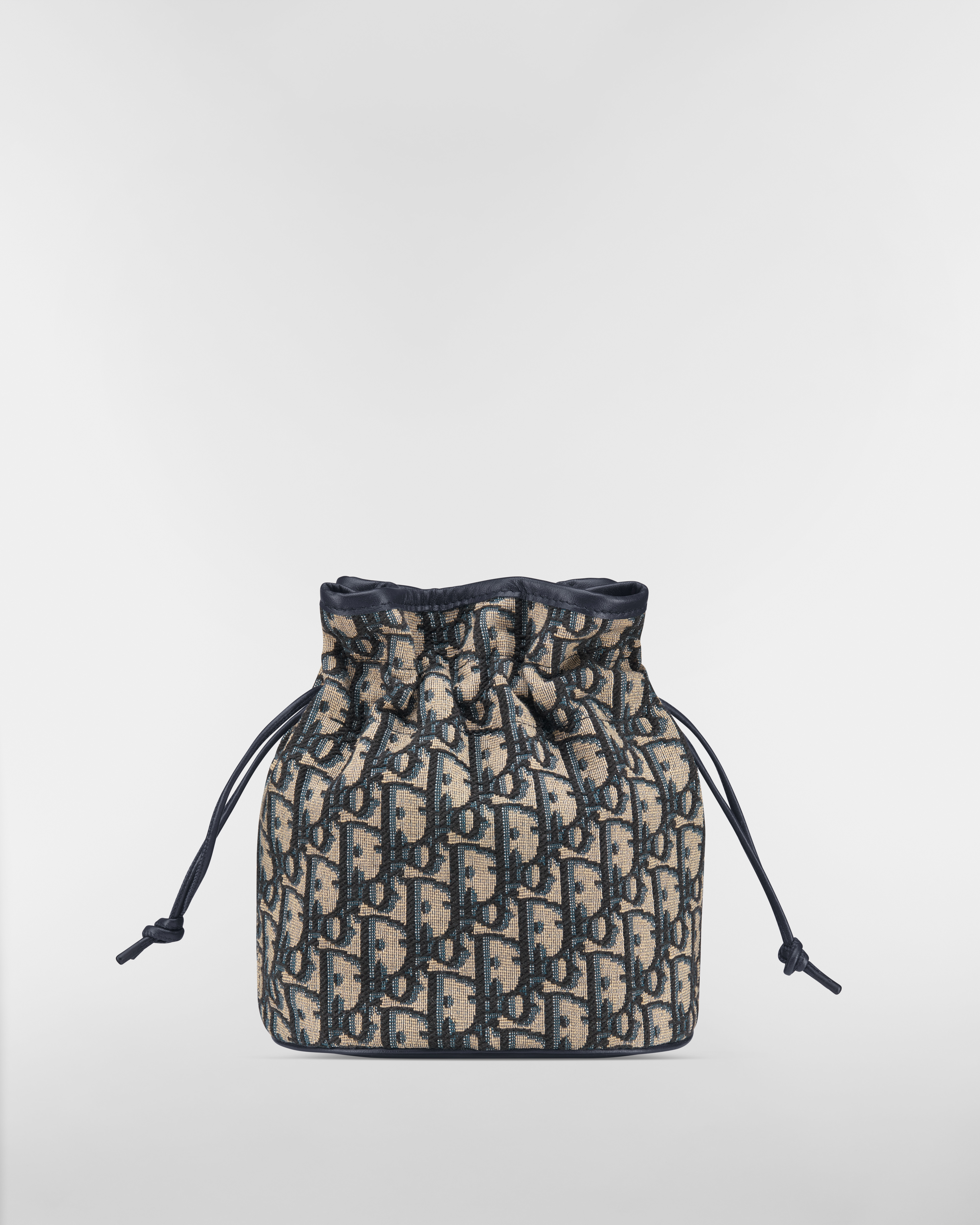 30 Montaigne Mini Bucket Bag with Drawstring Blue Dior Oblique Jacquard E08