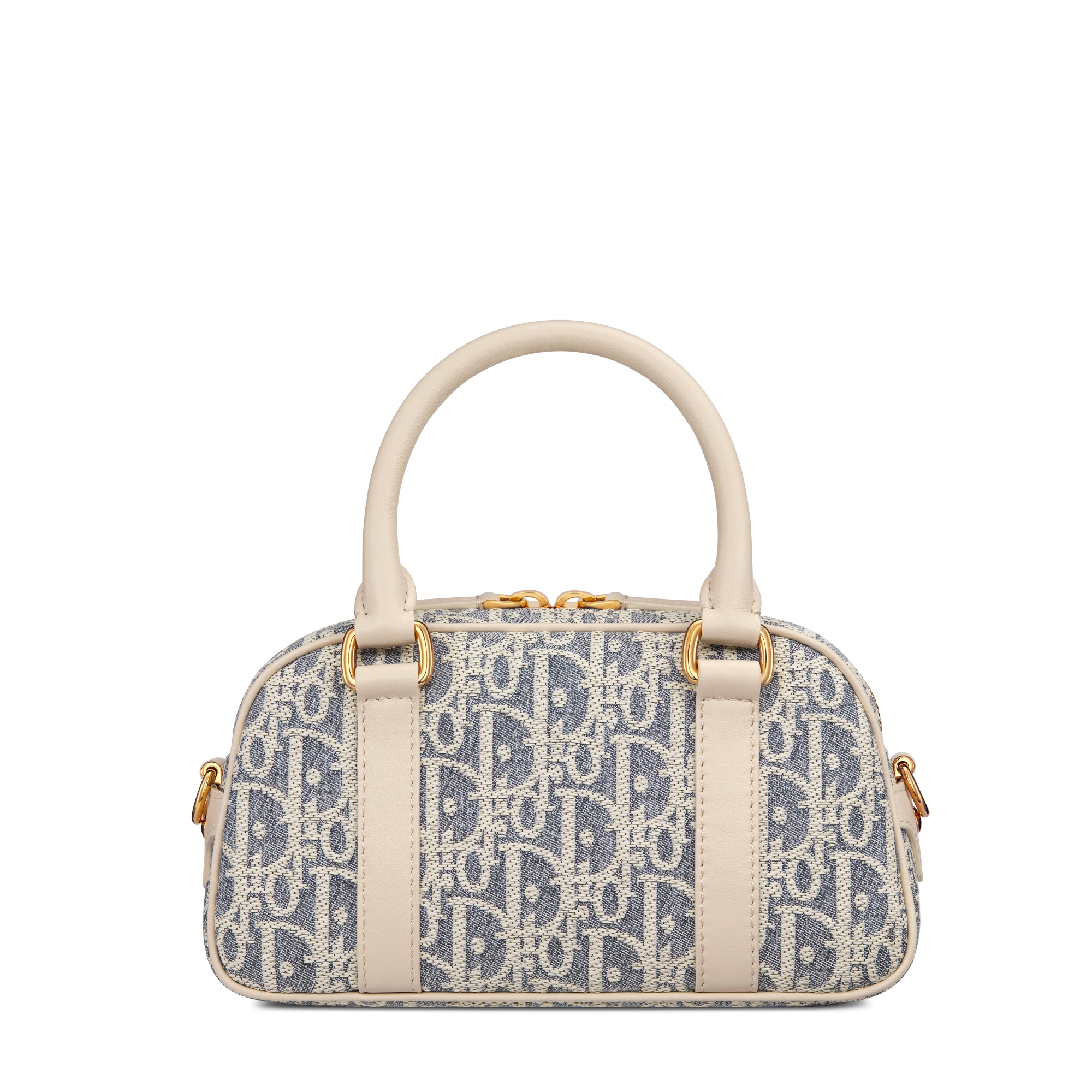 D-Vibe East-West Nano Bag Blue Dior Oblique Chambray with Raffia Effect and Light Biscuit Smooth Calfskin E08