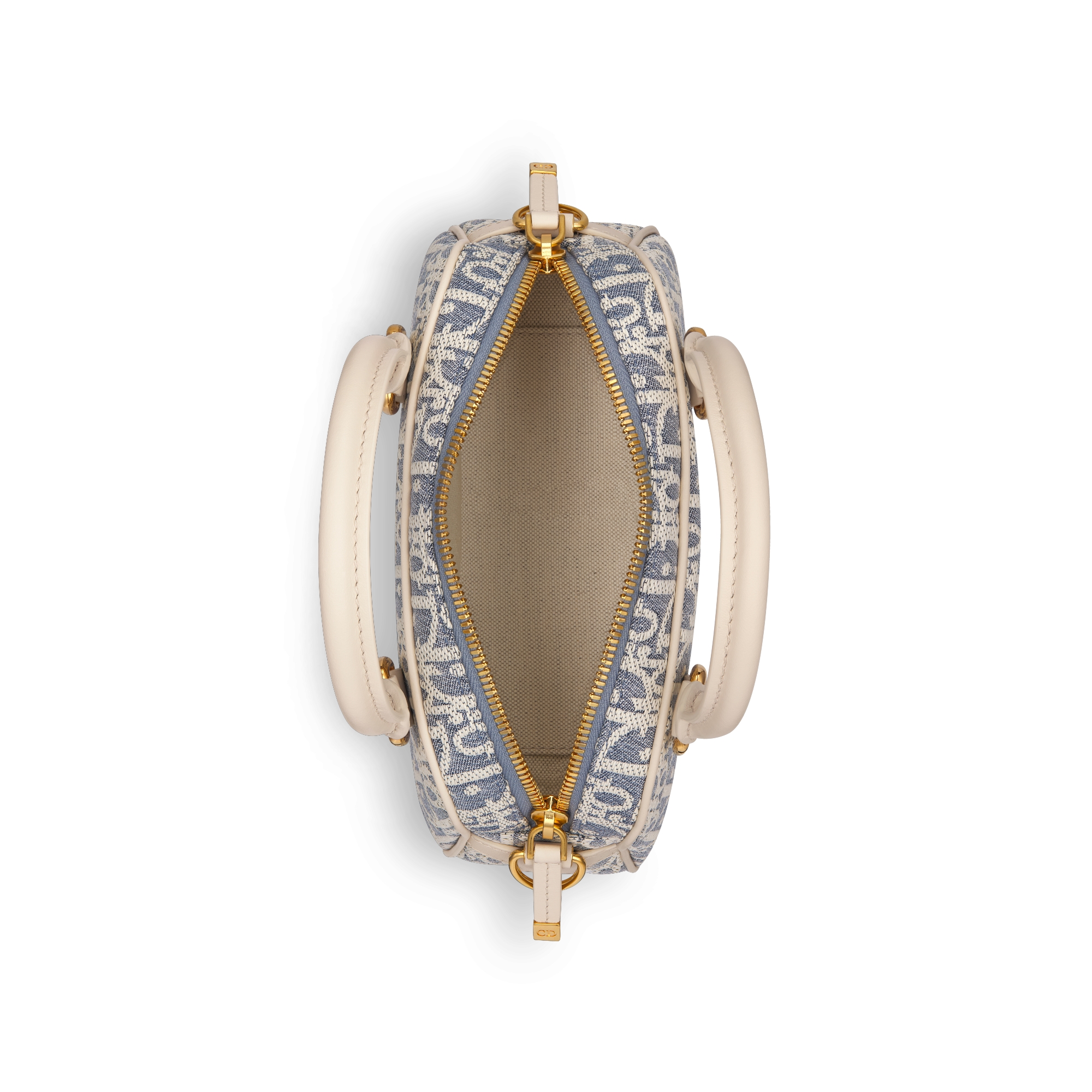 D-Vibe East-West Nano Bag Blue Dior Oblique Chambray with Raffia Effect and Light Biscuit Smooth Calfskin E10