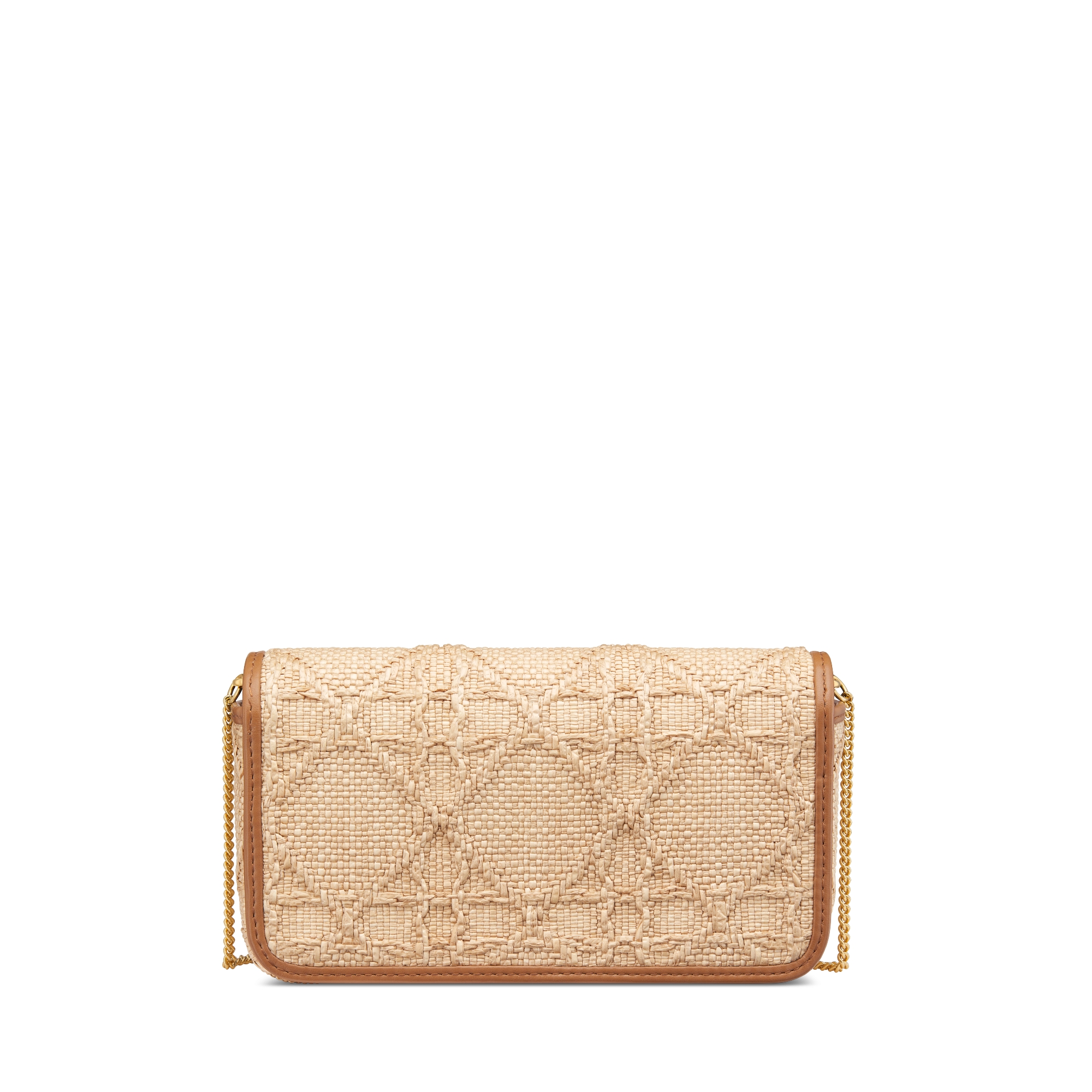 Small Miss Caro Pouch with Chain Beige Cannage Raffia E08