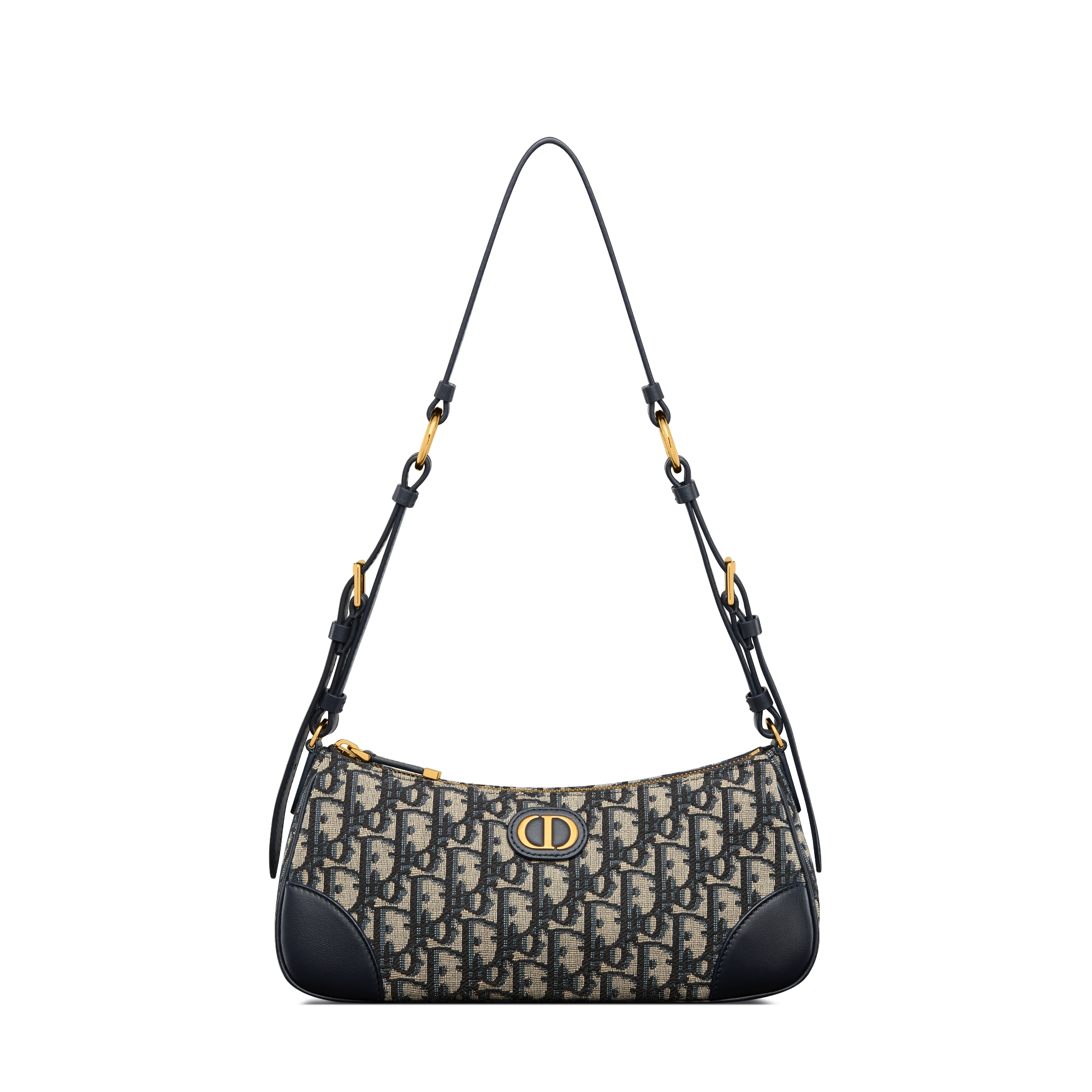 30 Montaigne Top Handle Pouch with Chain Blue Dior Oblique