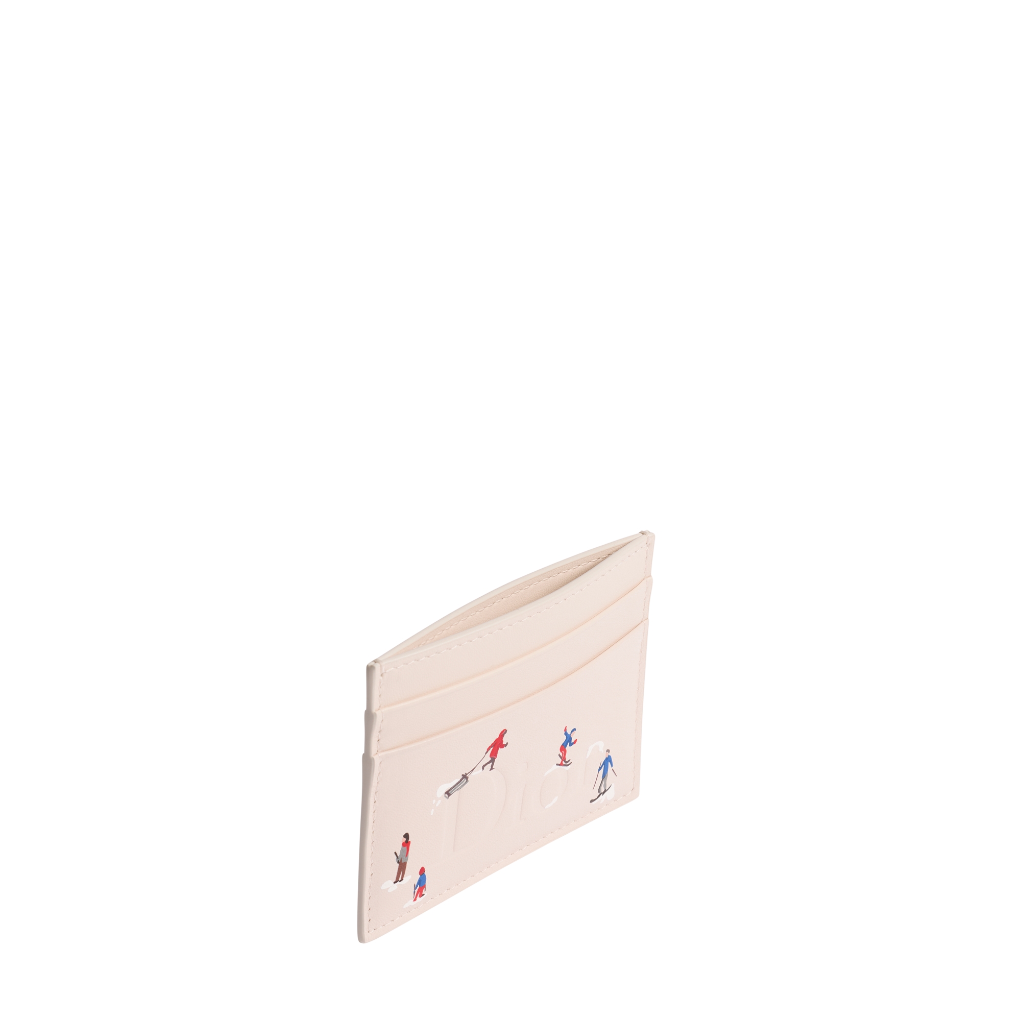 DiorAlps Dior Freesia Card Holder Ballet Pink Calfskin with Multicolor Dior d'Hiver Print E03