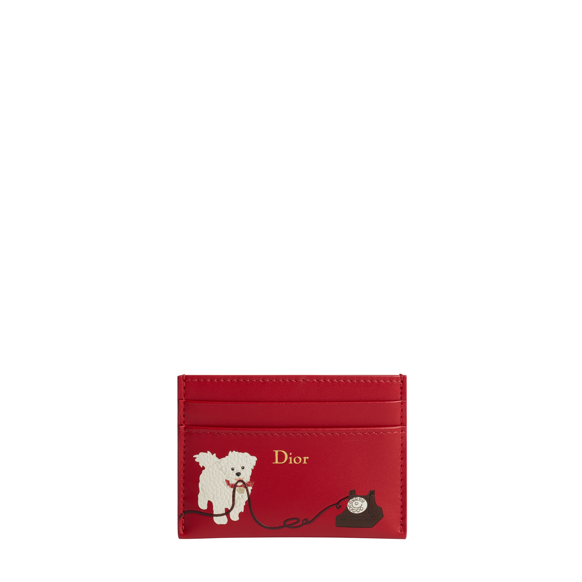  Kalbsleder mit Marketerie in Rot und Dior Bobby Motiv in mehreren Farben