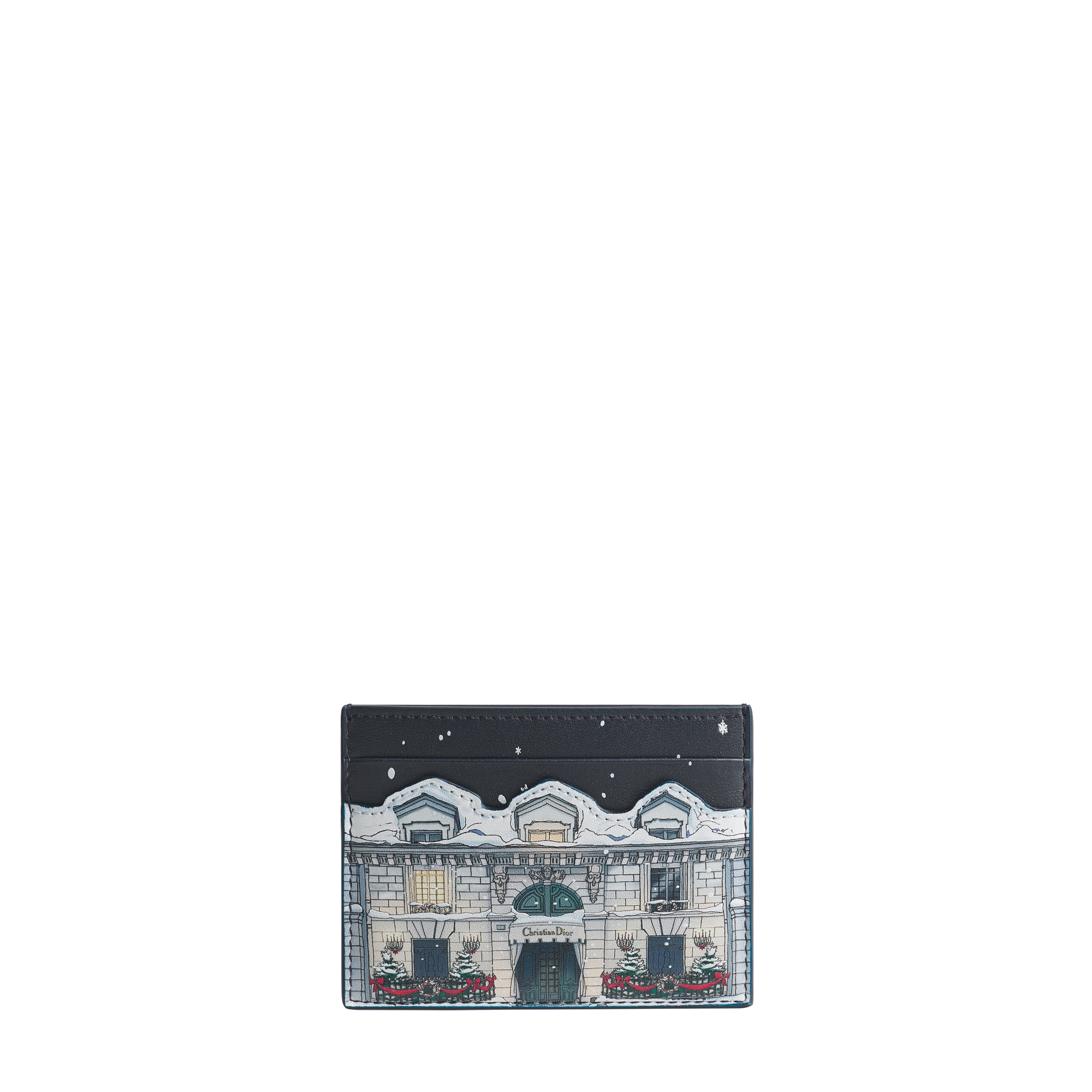 Dior Freesia Card Holder Multicolor Noël à Montaigne Printed Calfskin E01