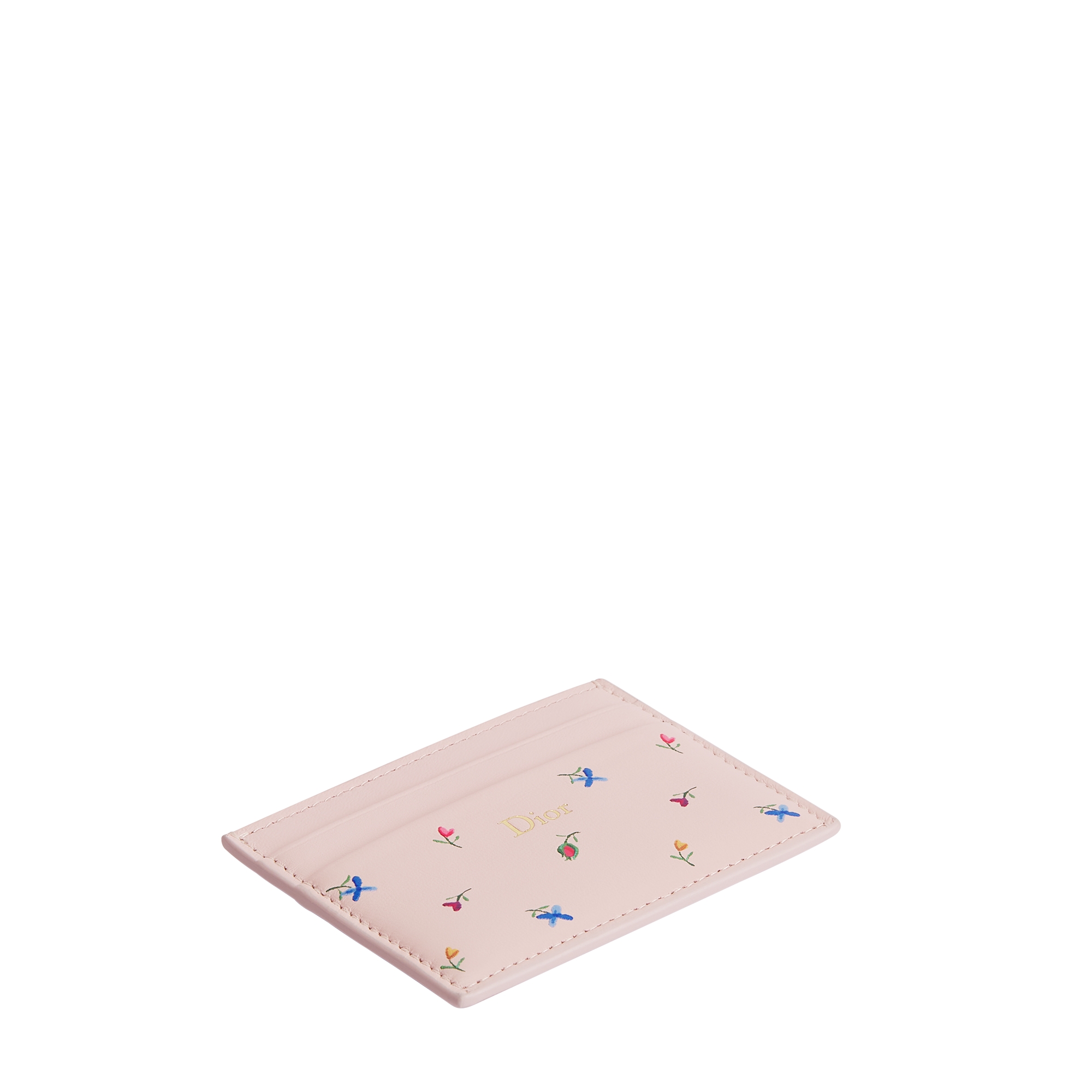 Dioramour Dior Freesia Card Holder Rose Soupir Lambskin Printed with Multicolor Revolution Flowers Motif E03