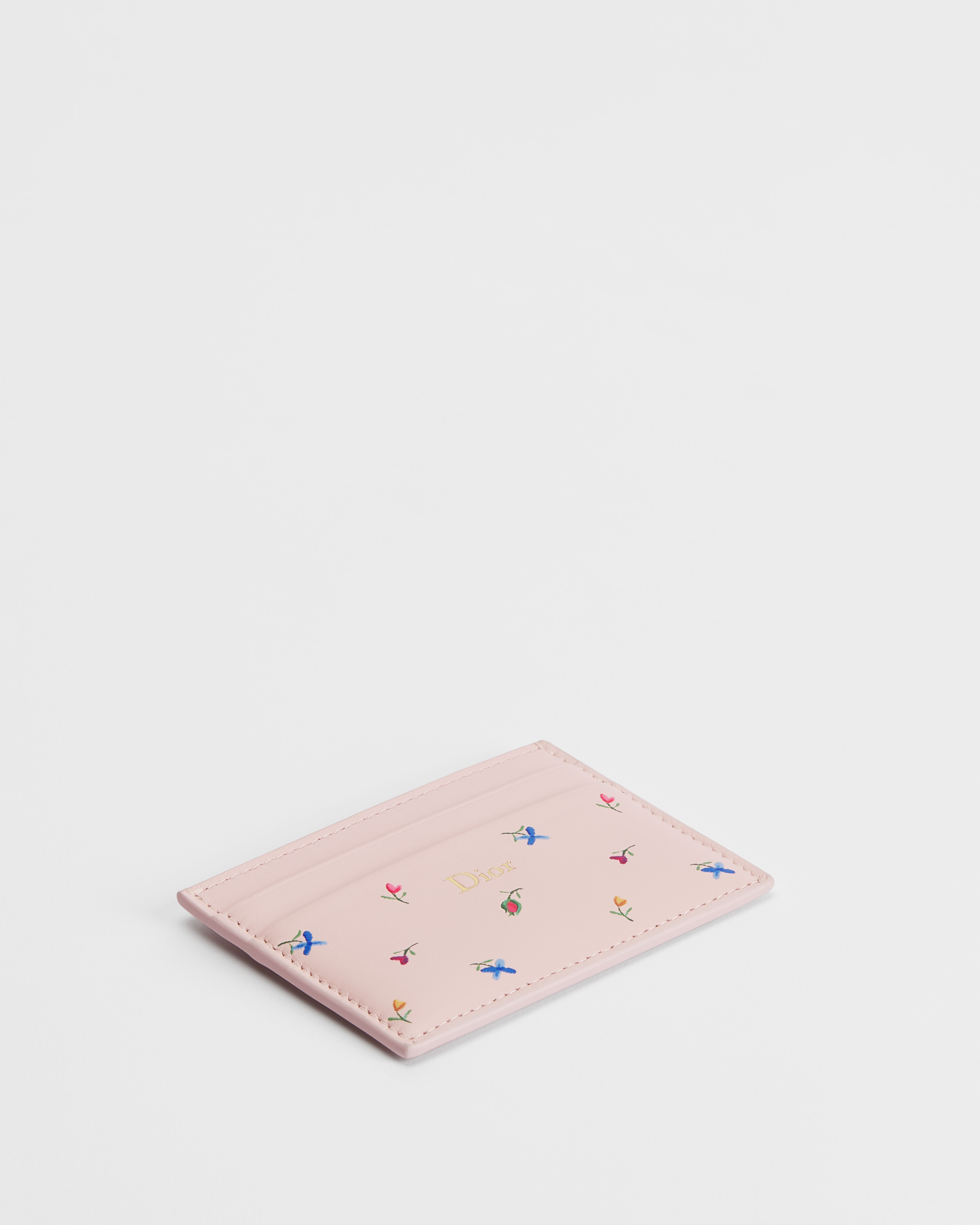 Dioramour Dior Freesia 卡夹 淡柔粉色羊皮革多色 Revolution Flowers 图案印花 E03