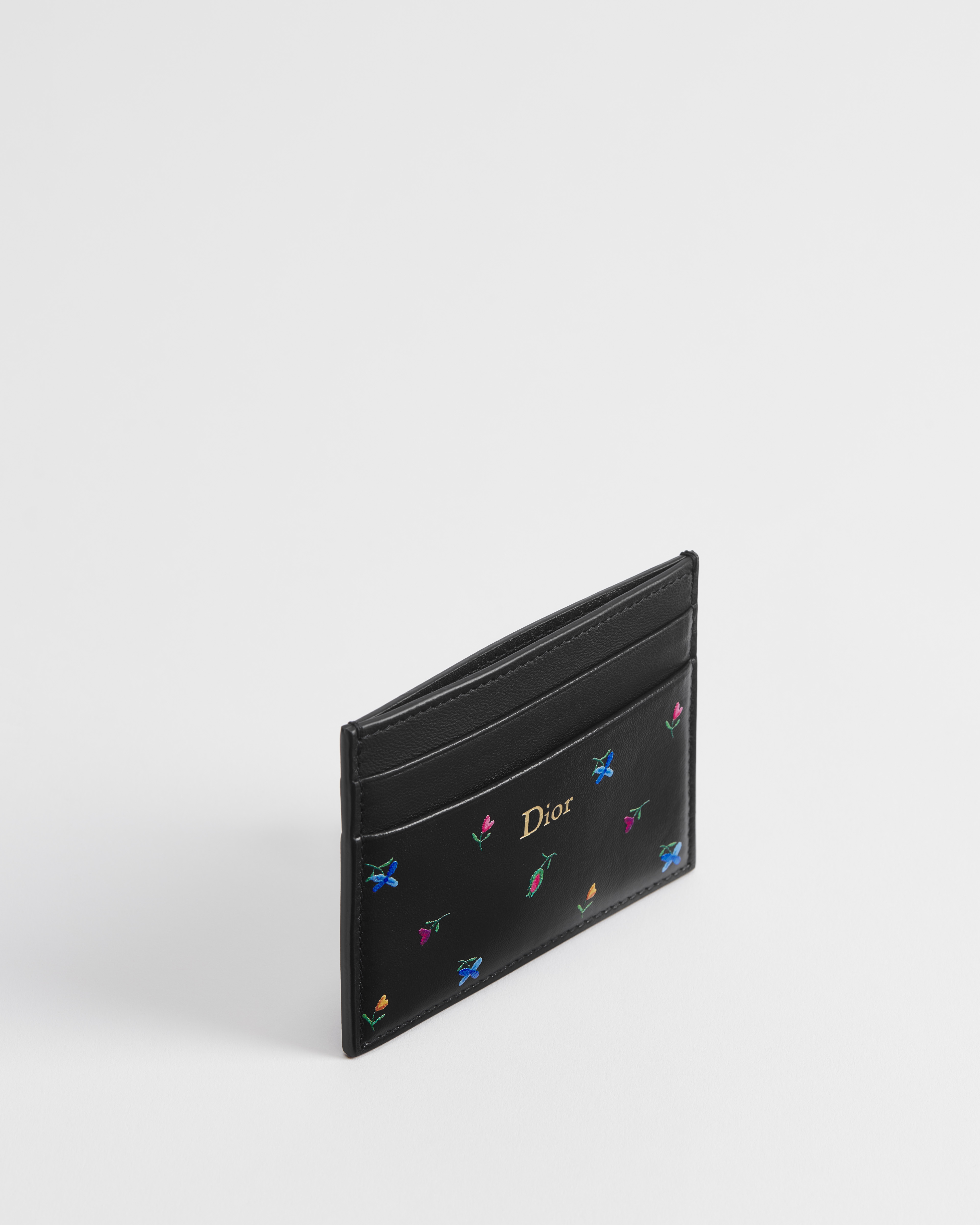Dioramour Dior Freesia 卡夹 黑色羊皮革多色 Revolution Flowers 图案印花 E06