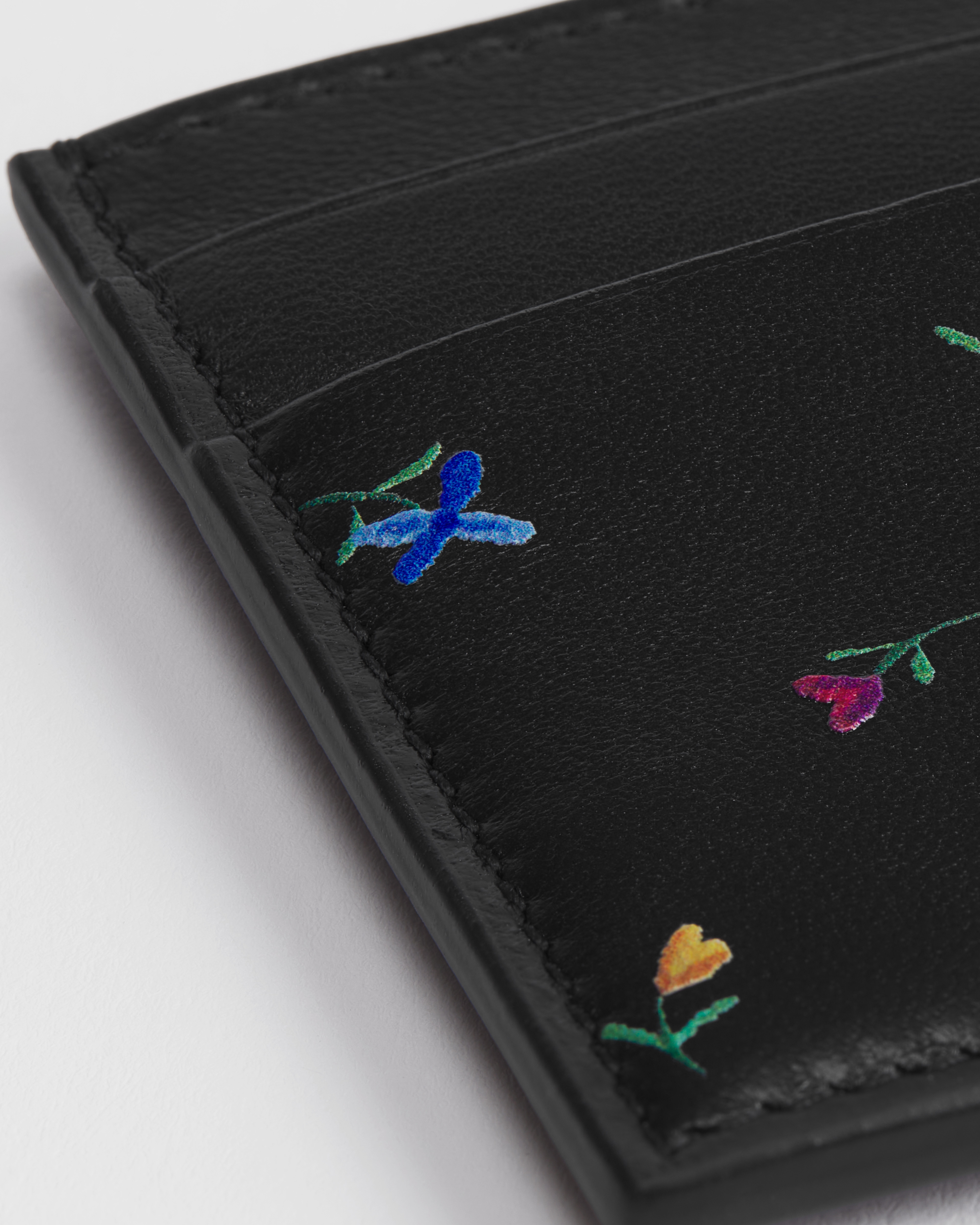 Porte-cartes Freesia Dior Dioramour Cuir d'agneau noir imprimé du motif Revolution Flowers multicolore E09