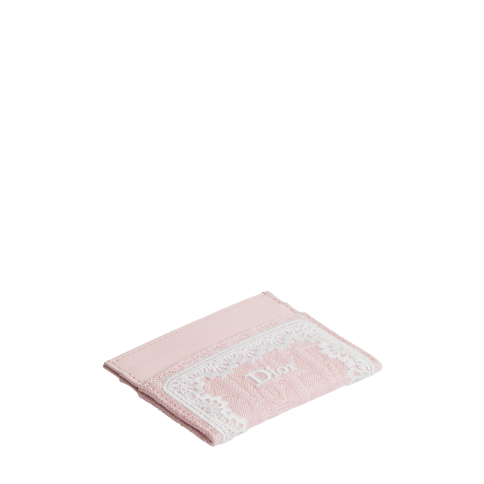 Dior Oblique Freesia Card Holder Rose Soupir Dior Oblique Jacquard and Ecru Lace E03