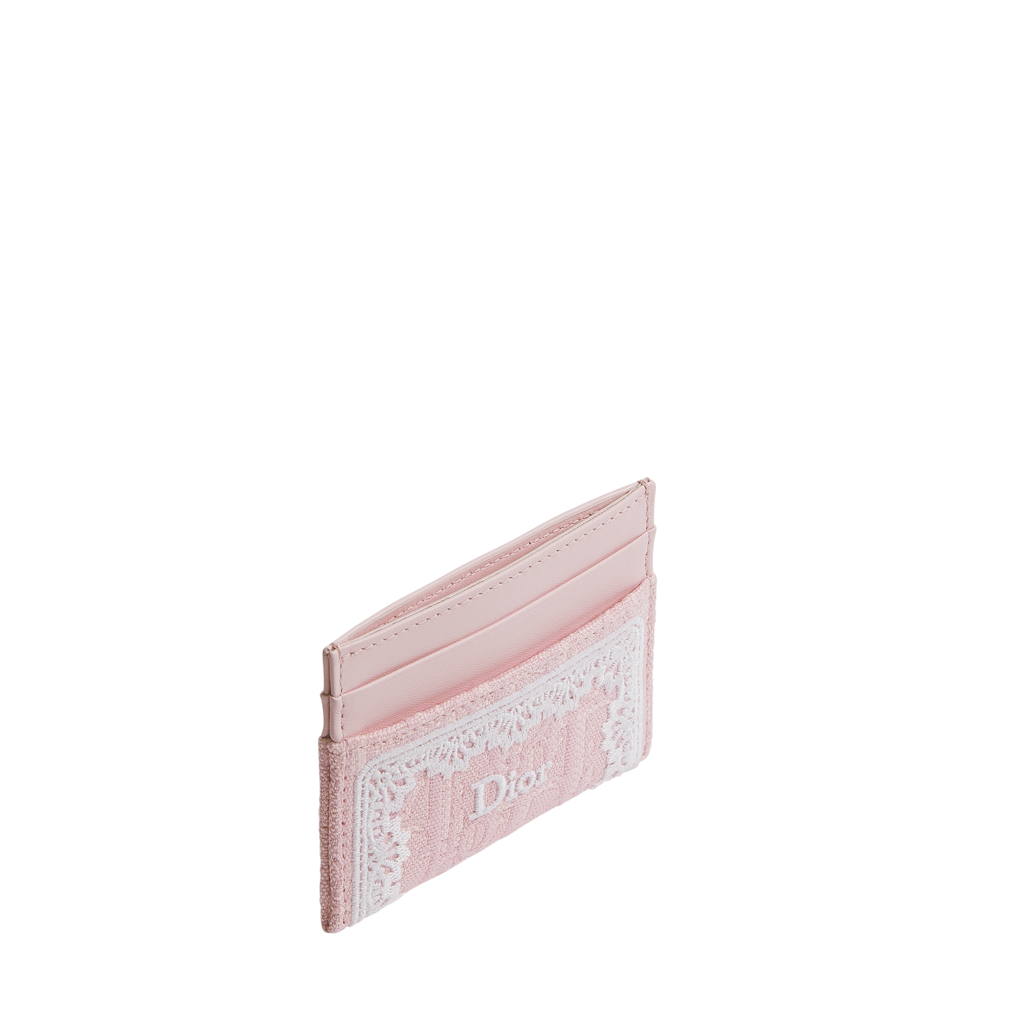 Dior Oblique Freesia Card Holder Rose Soupir Dior Oblique Jacquard and Ecru Lace E06