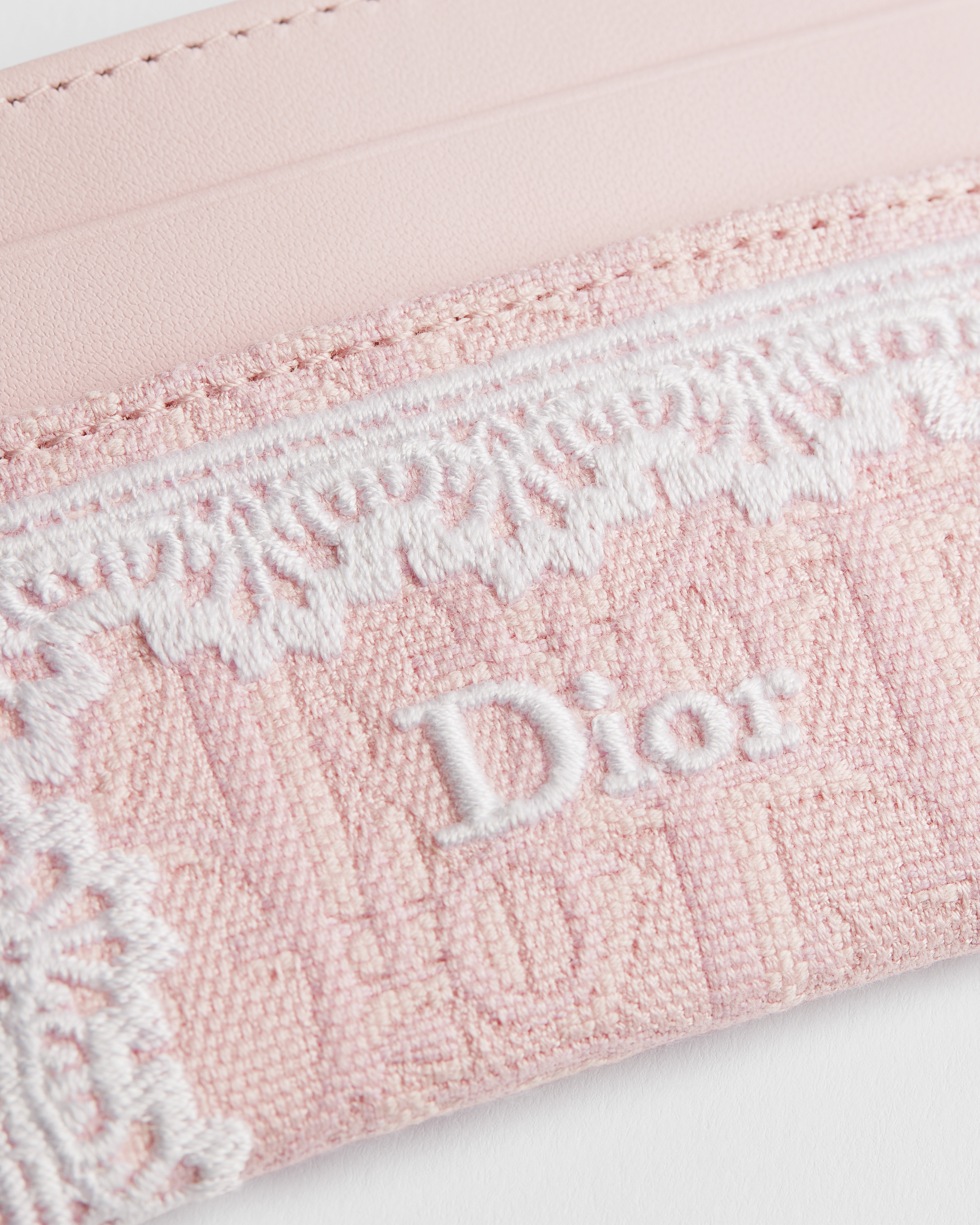 Dior Oblique Freesia Card Holder Rose Soupir Dior Oblique Jacquard and Ecru Lace E09