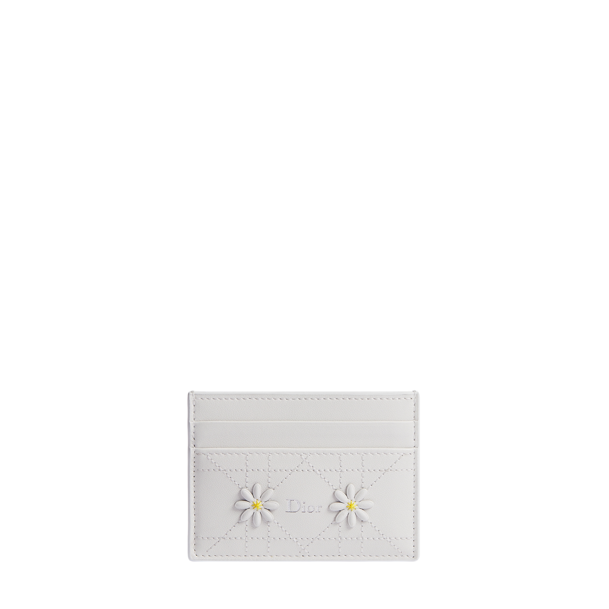 Dior Jardin Freesia Card Holder White Dior Daisy Embroidered
