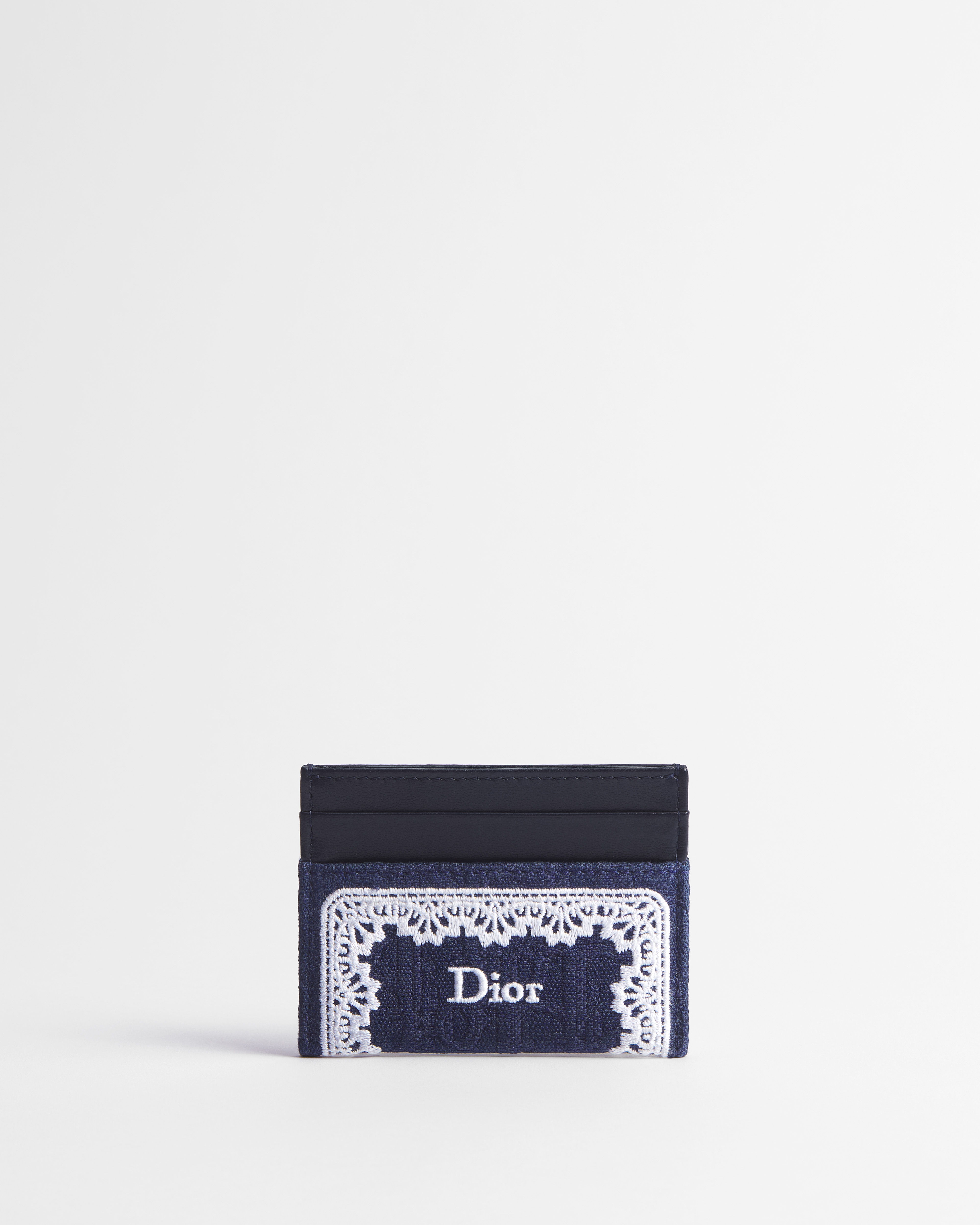 Dior Oblique Freesia 卡夹 深靛蓝 Oblique 印花面料和米白色蕾丝 E01