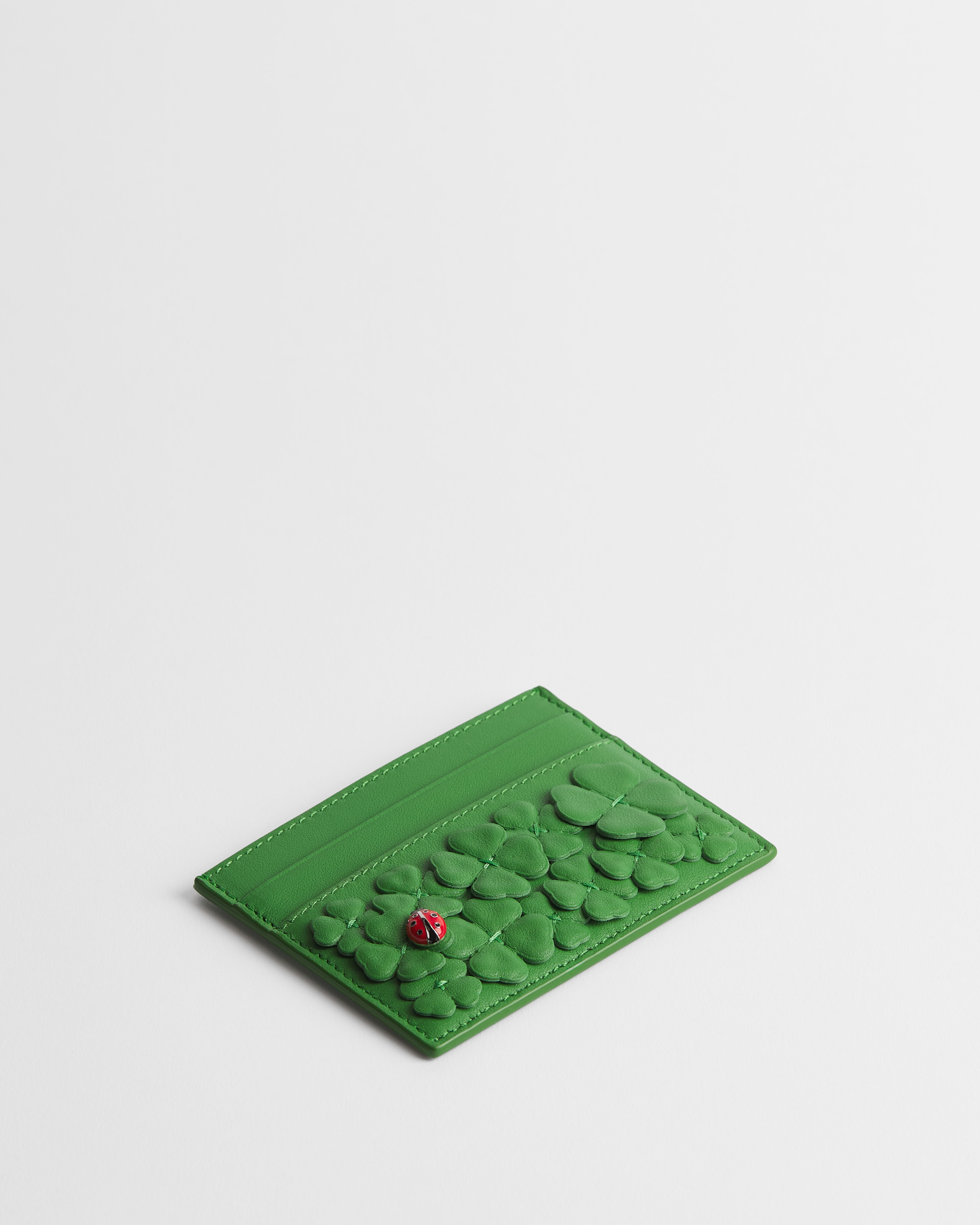 Porte-cartes Freesia Dior Jardin Cuir d'agneau brodé du motif Dior Clover Allover E03