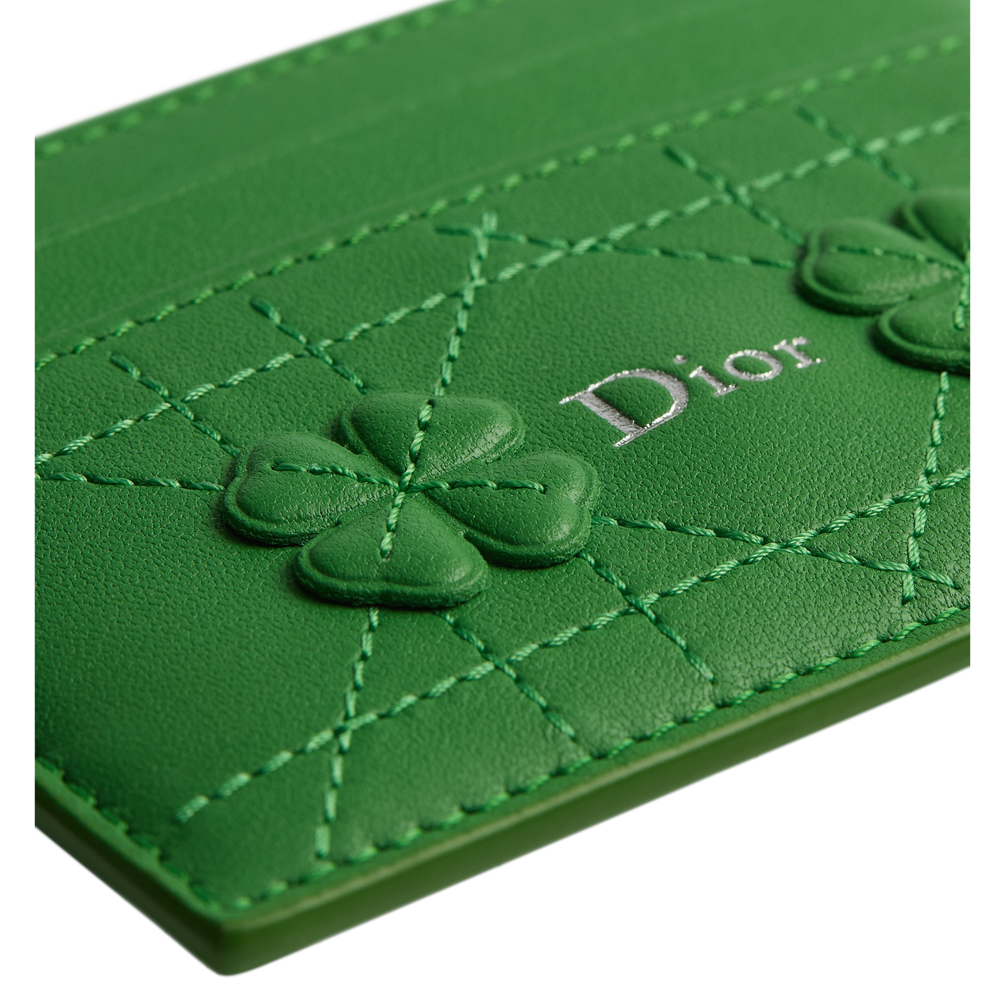 Dior Jardin Freesia Card Holder Dior Clover Embroidered Cannage Lambskin E09