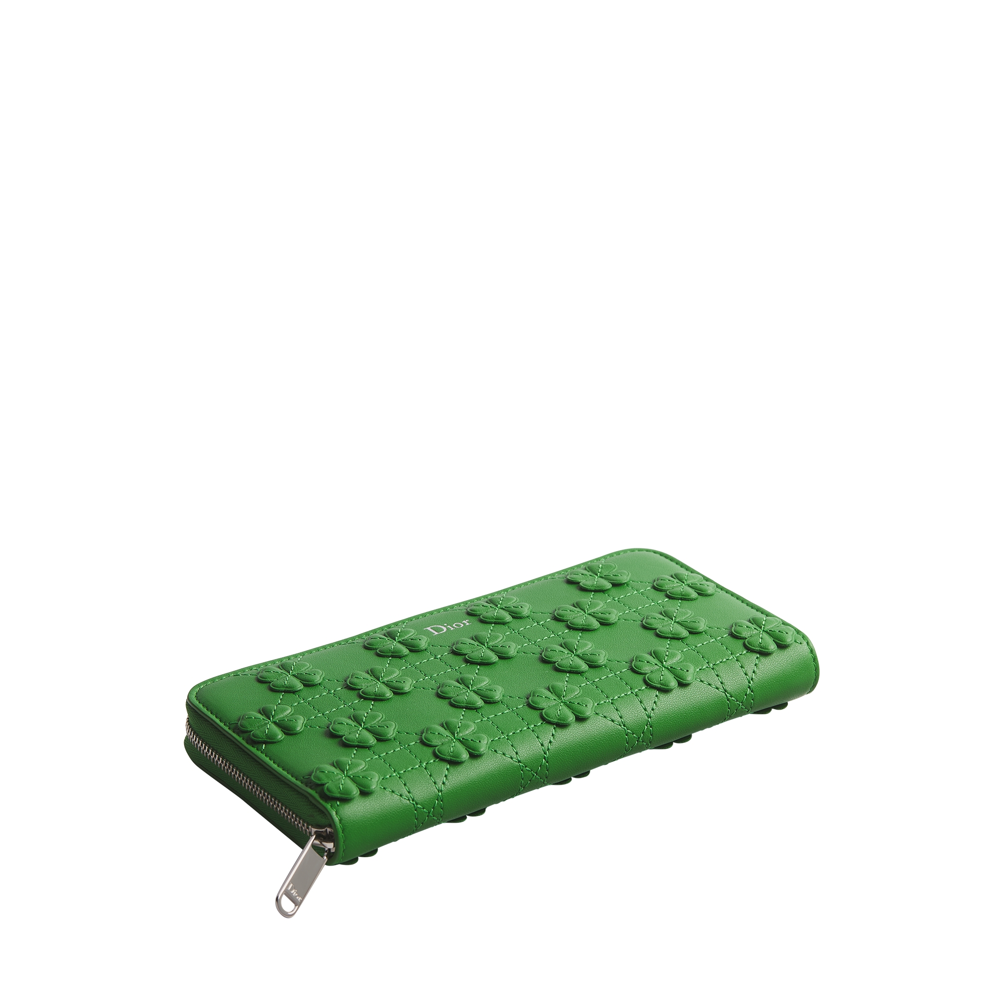 Dior Jardin Voyageur Slim Wallet Dior Clover Embroidered Cannage Lambskin E03