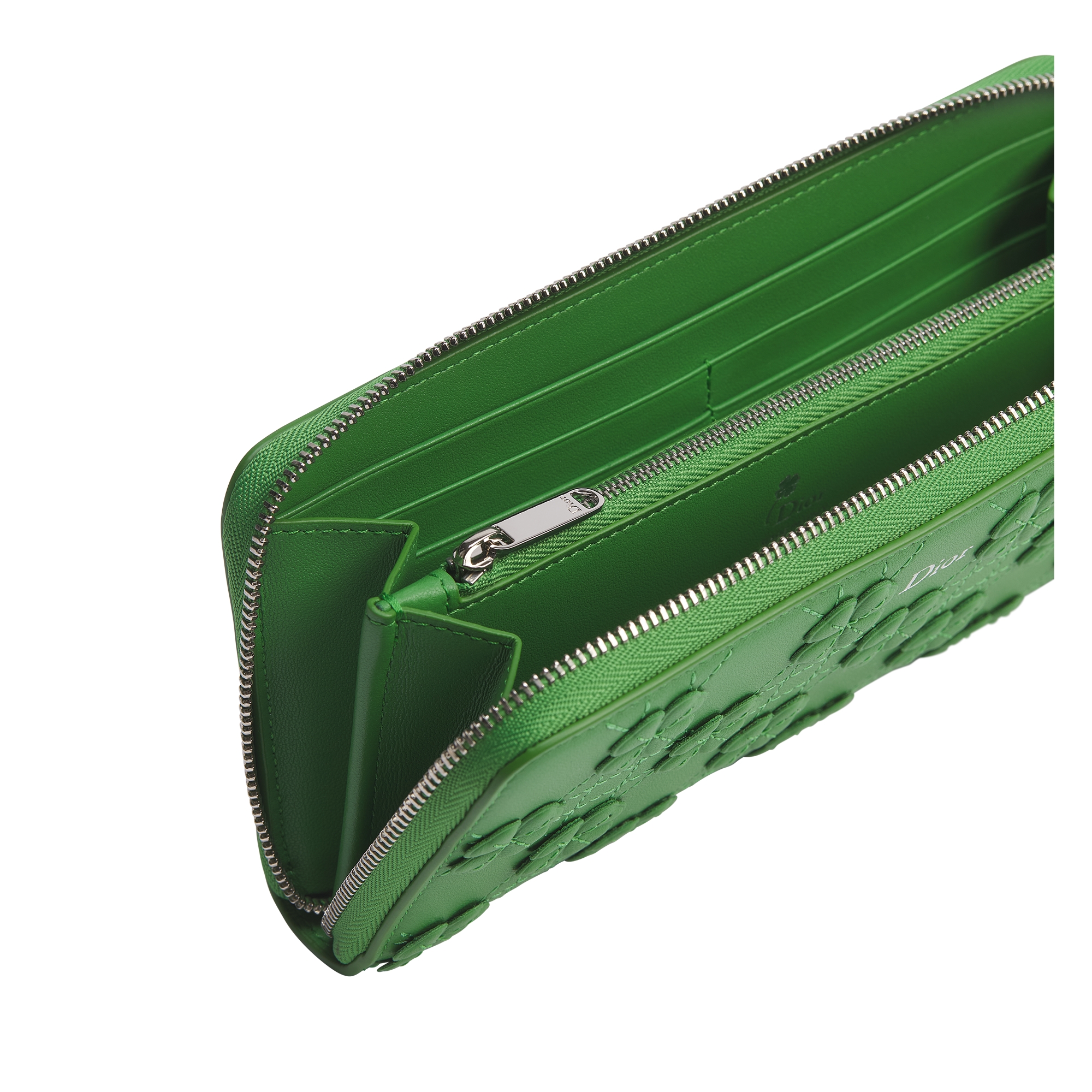 Dior Jardin Voyageur Slim Wallet Dior Clover Embroidered Cannage Lambskin E06