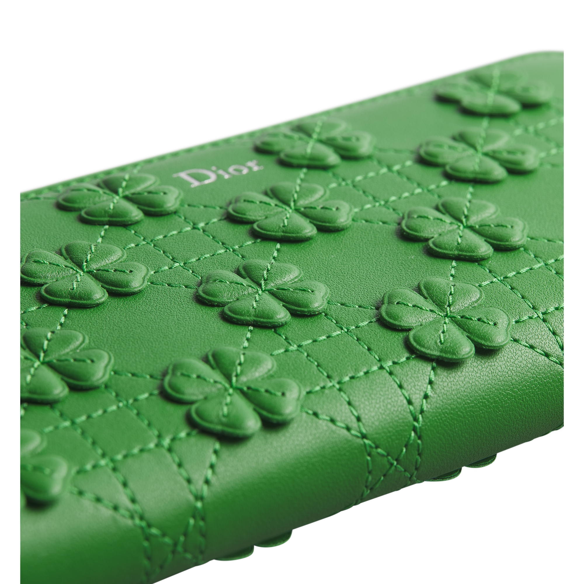 Dior Jardin Voyageur Slim Wallet Dior Clover Embroidered Cannage Lambskin E10