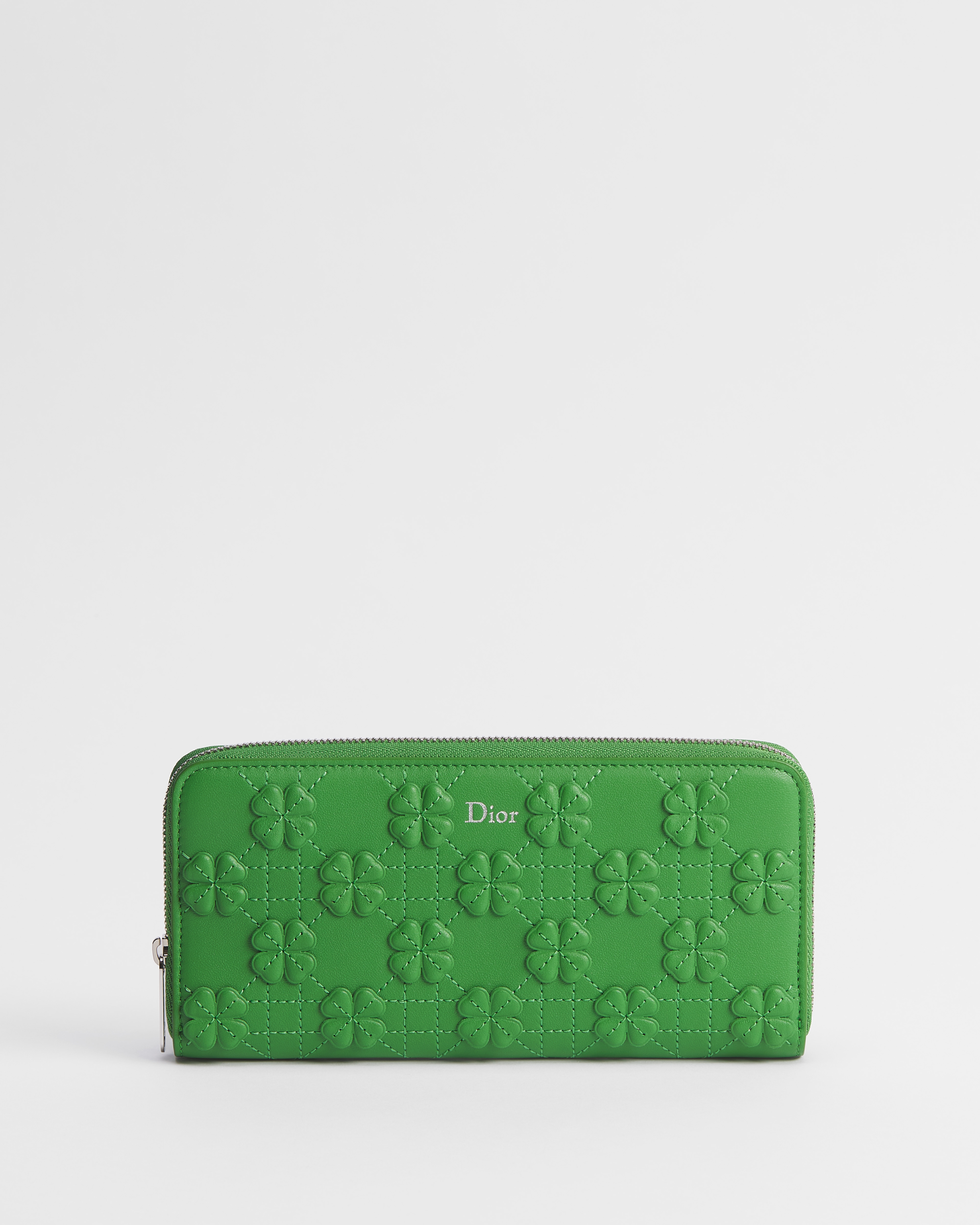 Dior Jardin Voyageur Slim Wallet Dior Clover Embroidered Cannage Lambskin E01