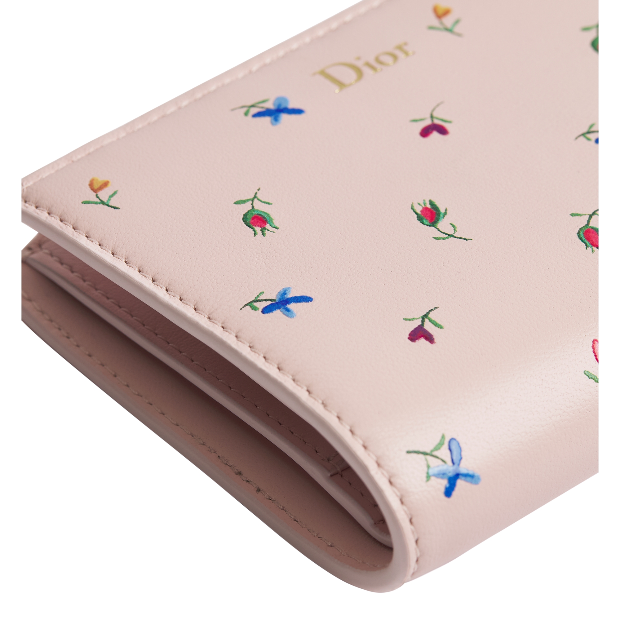 Dioramour Dior Dahlia Wallet Rose Soupir Lambskin Printed with Multicolor Revolution Flowers Motif E09